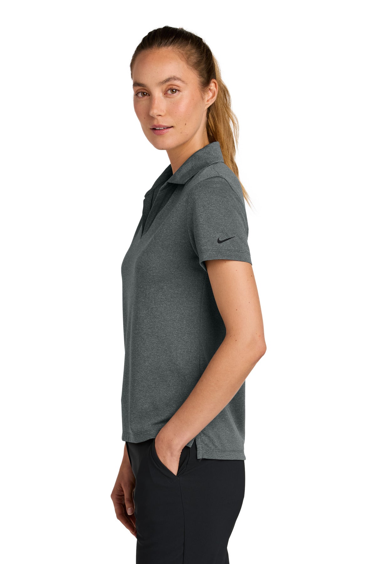 Nike Women's Dri-FIT Smooth Heather Polo NKFQ4793 - Anthracite Heather - side