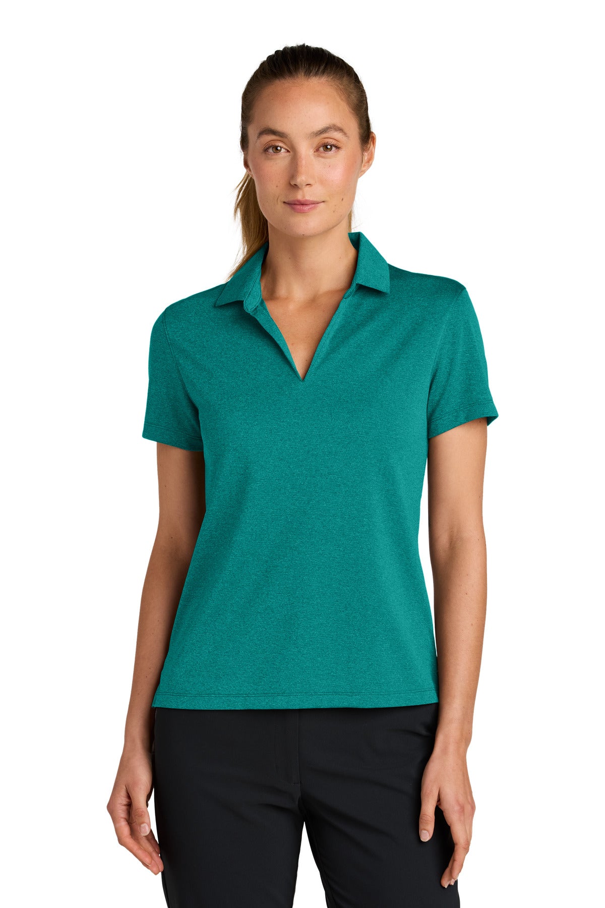 Nike Women's Dri-FIT Smooth Heather Polo NKFQ4793 - Bright Spruce Heather - front