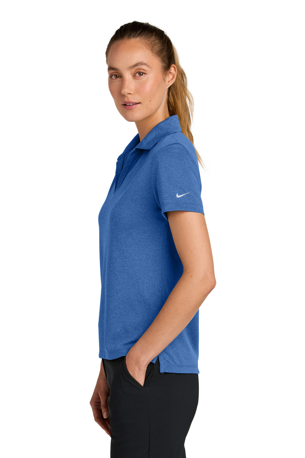 Nike Women's Dri-FIT Smooth Heather Polo NKFQ4793 - Game Royal Heather - side