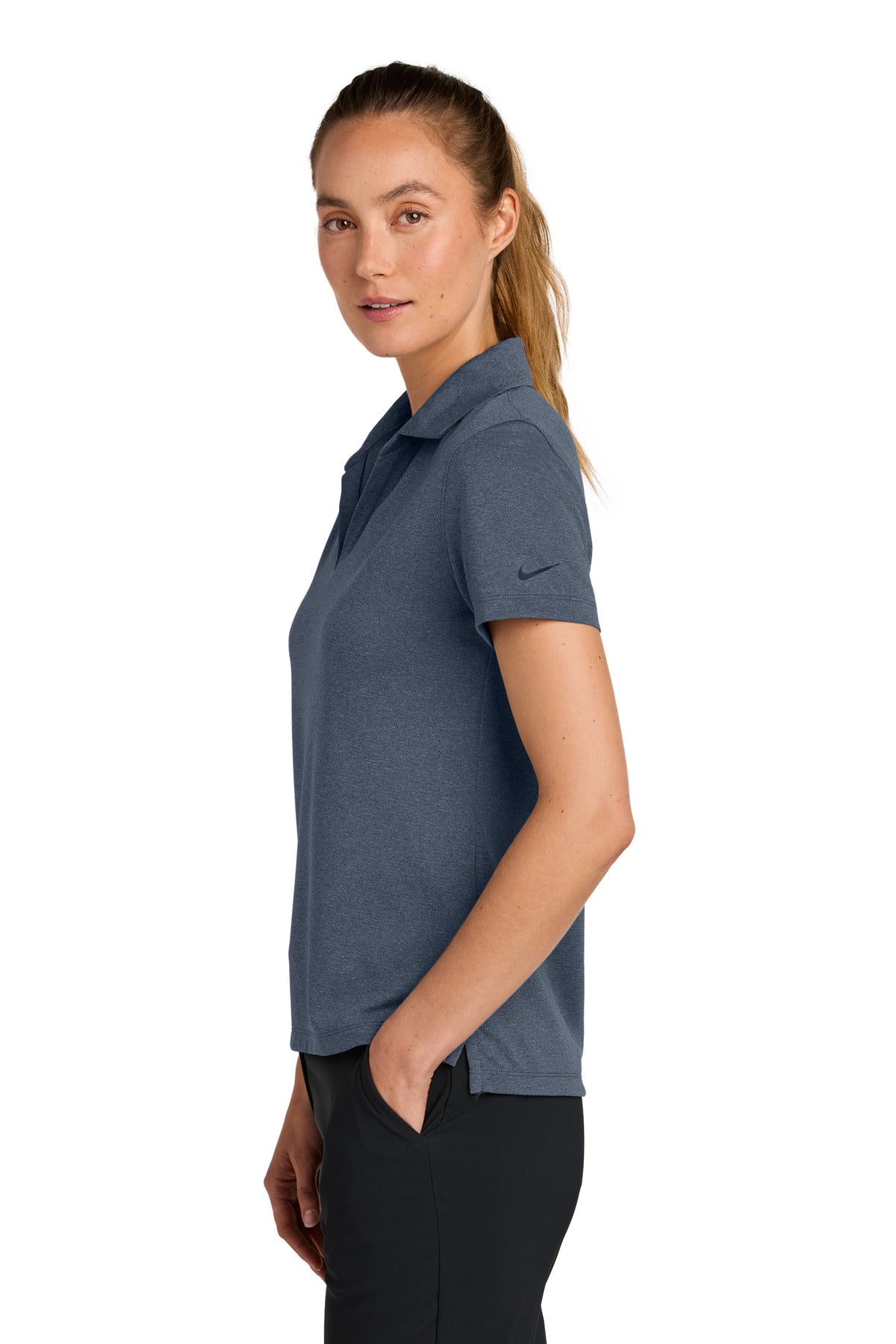 Nike Women's Dri-FIT Smooth Heather Polo NKFQ4793 - Navy Heather - side