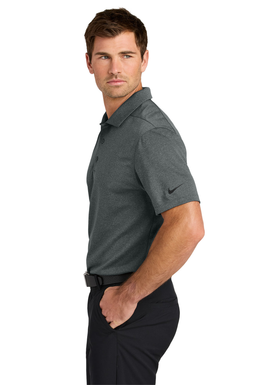 Nike Dri-FIT Smooth Heather Polo NKFQ4794 - Anthracite Heather - side