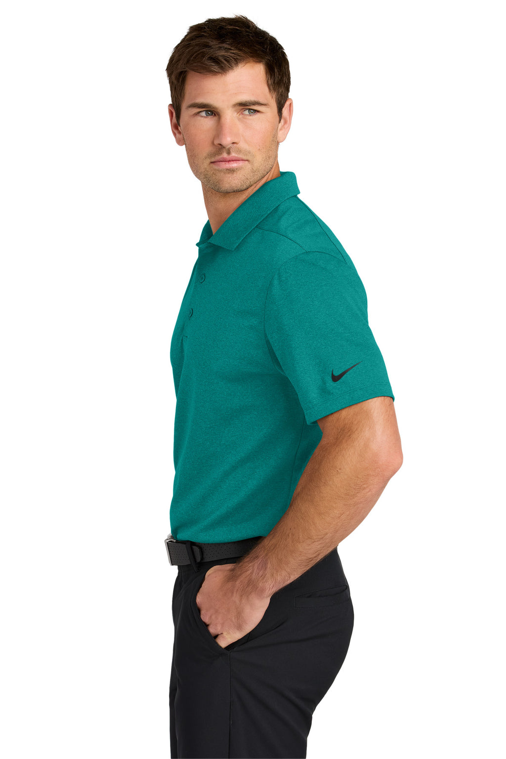 Nike Dri-FIT Smooth Heather Polo NKFQ4794 - Bright Spruce Heather - side