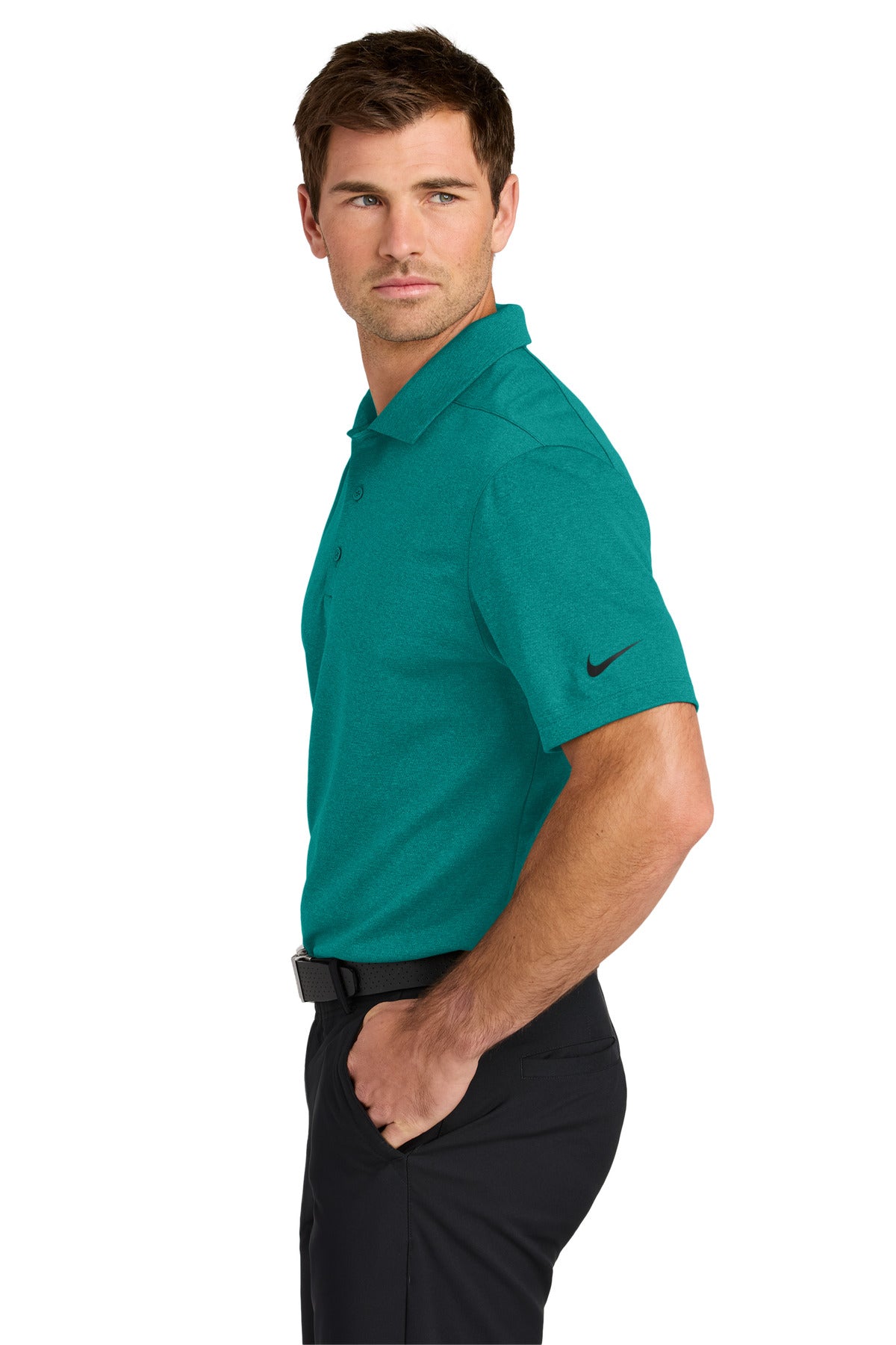 Nike Dri-FIT Smooth Heather Polo NKFQ4794 - Bright Spruce Heather - side