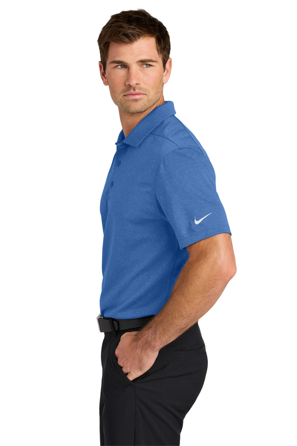 Nike Dri-FIT Smooth Heather Polo NKFQ4794 - Game Royal Heather - side