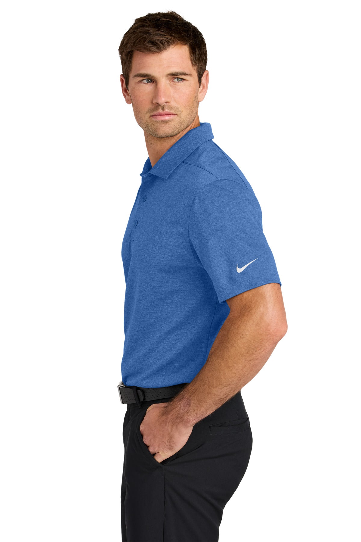 Nike Dri-FIT Smooth Heather Polo NKFQ4794 - Game Royal Heather - side