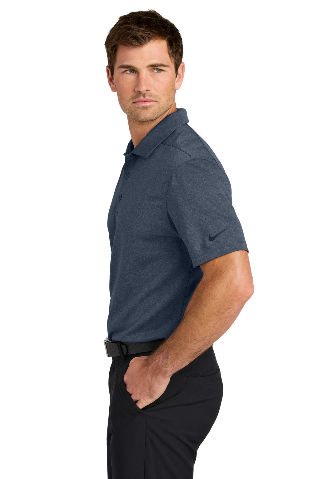 Nike Dri-FIT Smooth Heather Polo NKFQ4794 - Navy Heather - side