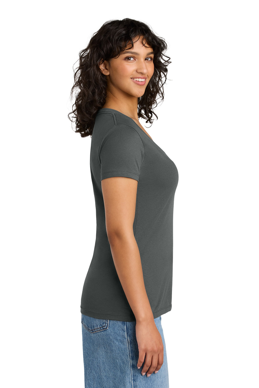 Next Level Apparel Women's Ideal V-Neck Tee NL1540 - Dark Gray - side