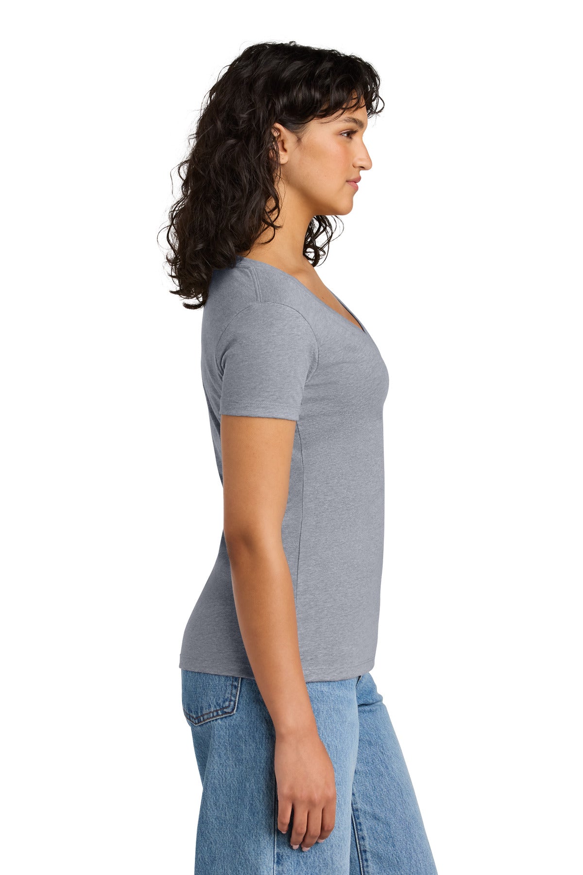 Next Level Apparel Women's Ideal V-Neck Tee NL1540 - Heather Gray - side