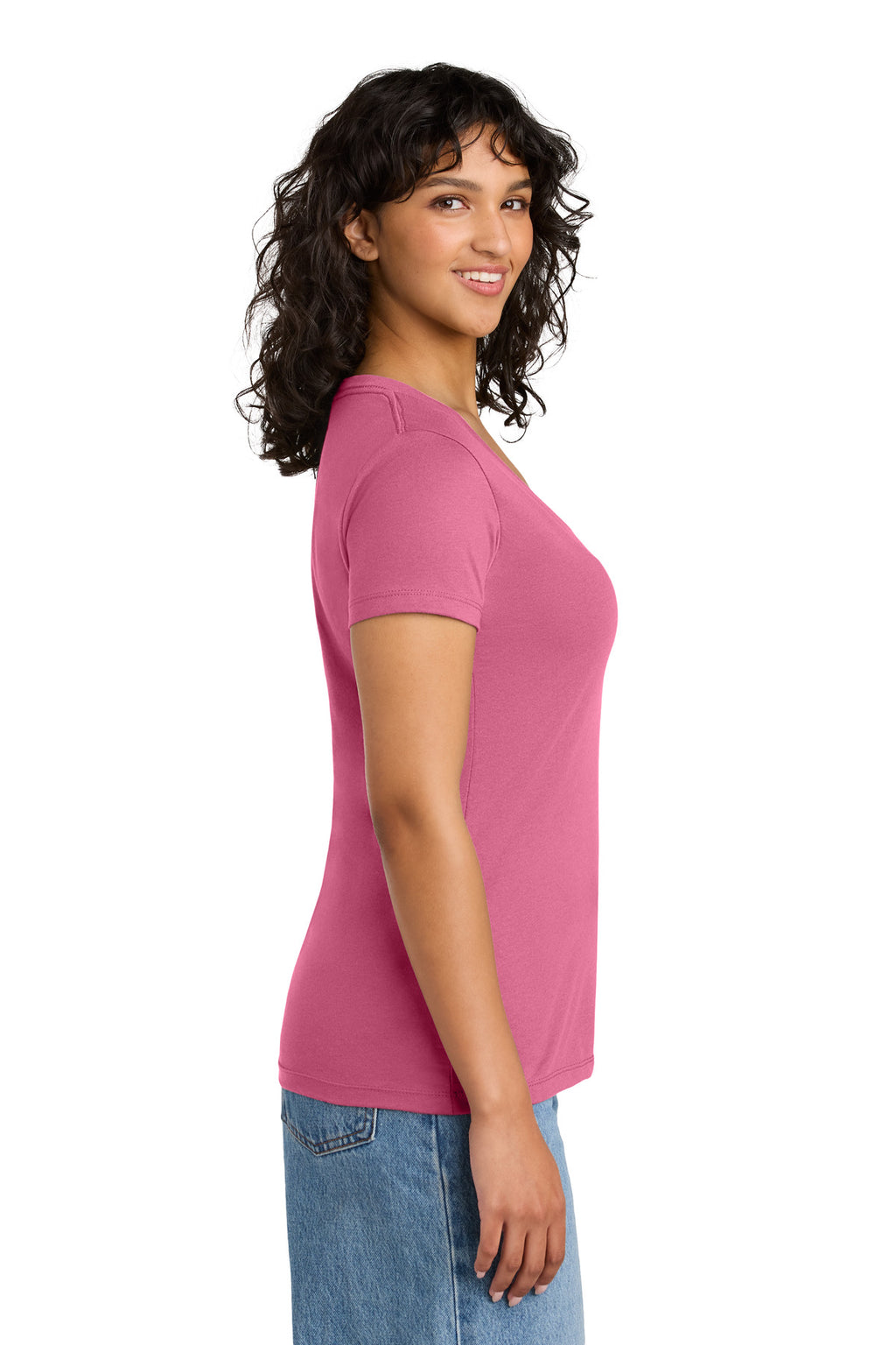 Next Level Apparel Women's Ideal V-Neck Tee NL1540 - Hot Pink - side