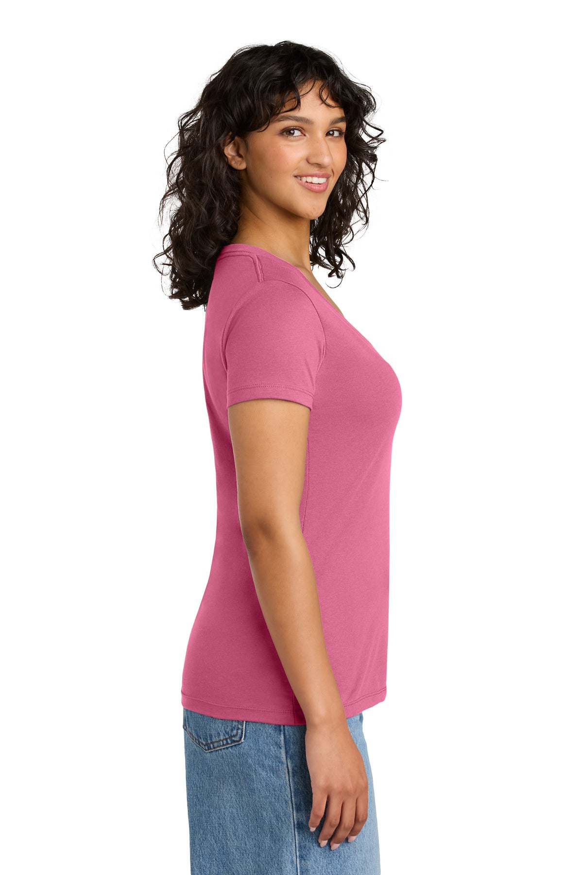 Next Level Apparel Women's Ideal V-Neck Tee NL1540 - Hot Pink - side