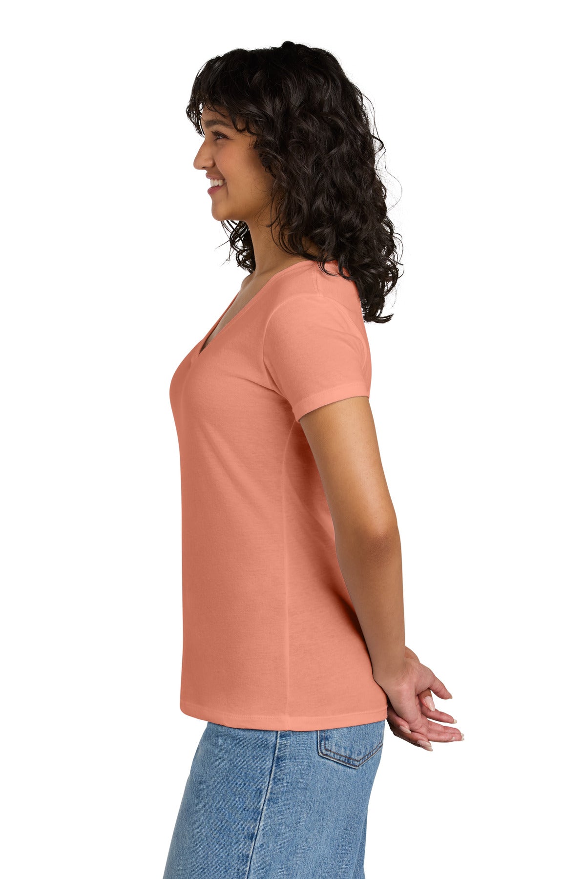Next Level Apparel Women's Ideal V-Neck Tee NL1540 - Light Orange - side