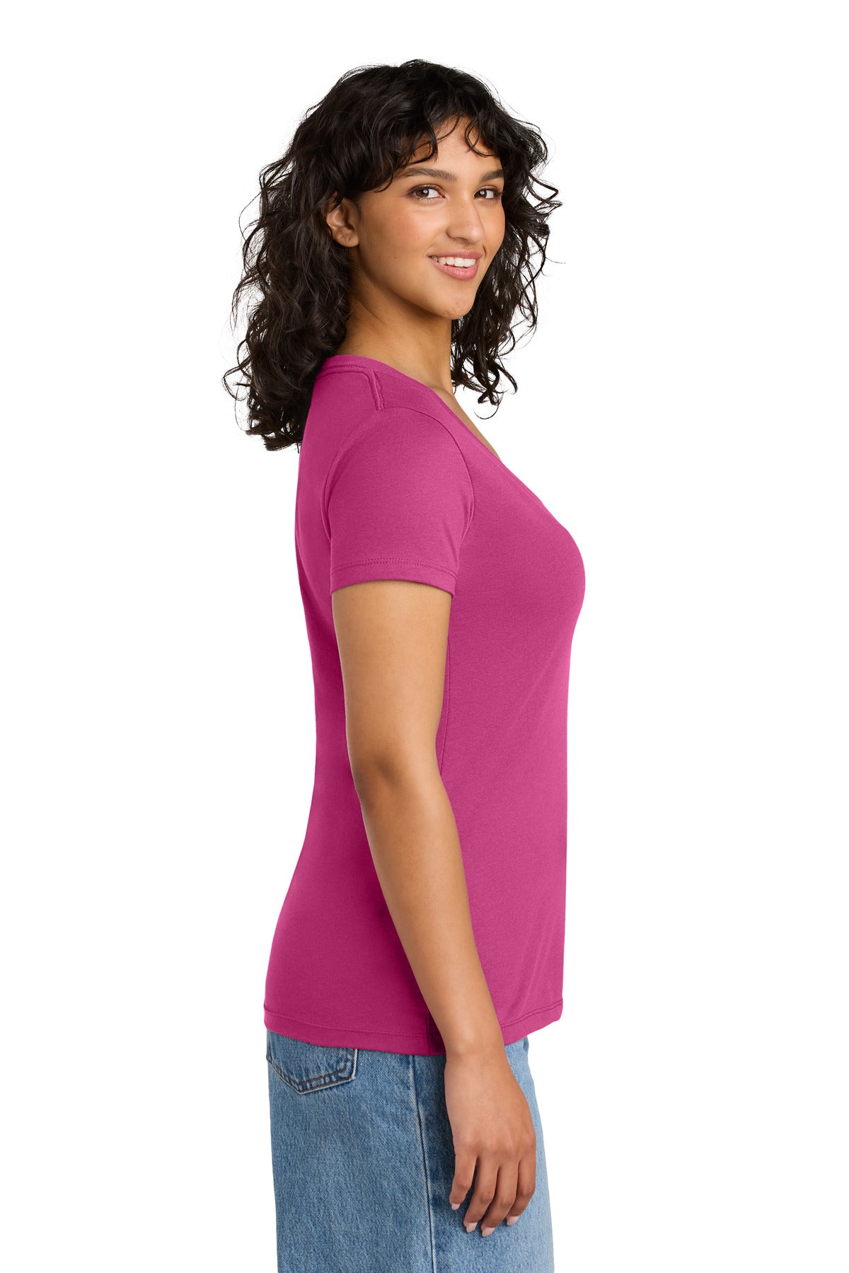 Next Level Apparel Women's Ideal V-Neck Tee NL1540 - Raspberry - side