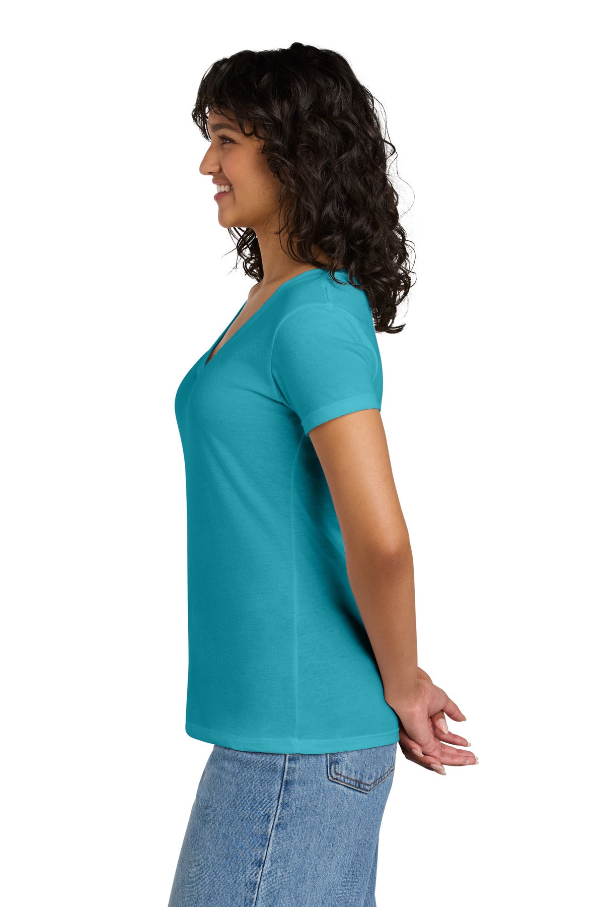 Next Level Apparel Women's Ideal V-Neck Tee NL1540 - Tahiti Blue - side