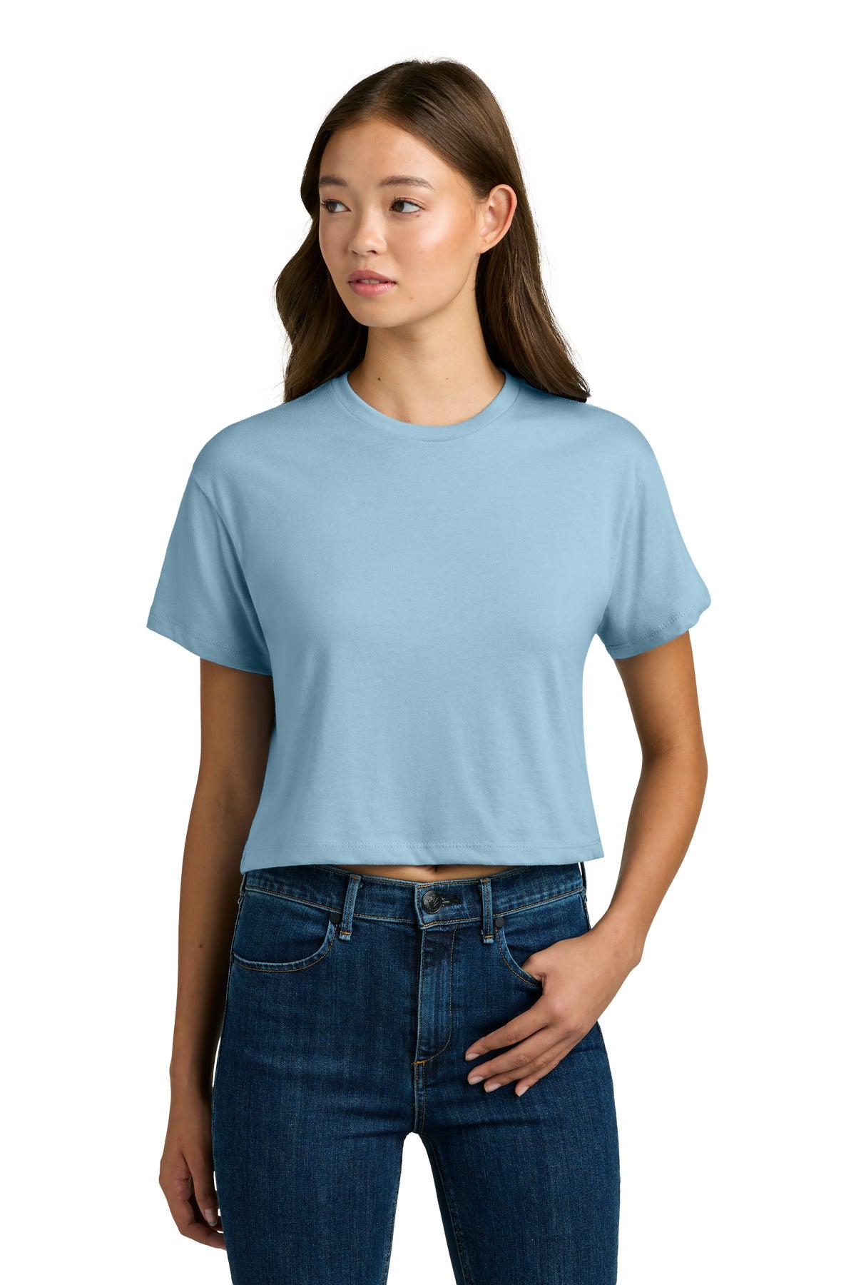 Next Level Apparel Women's Ideal Crop Top NL1580 - Stonewash Denim - front