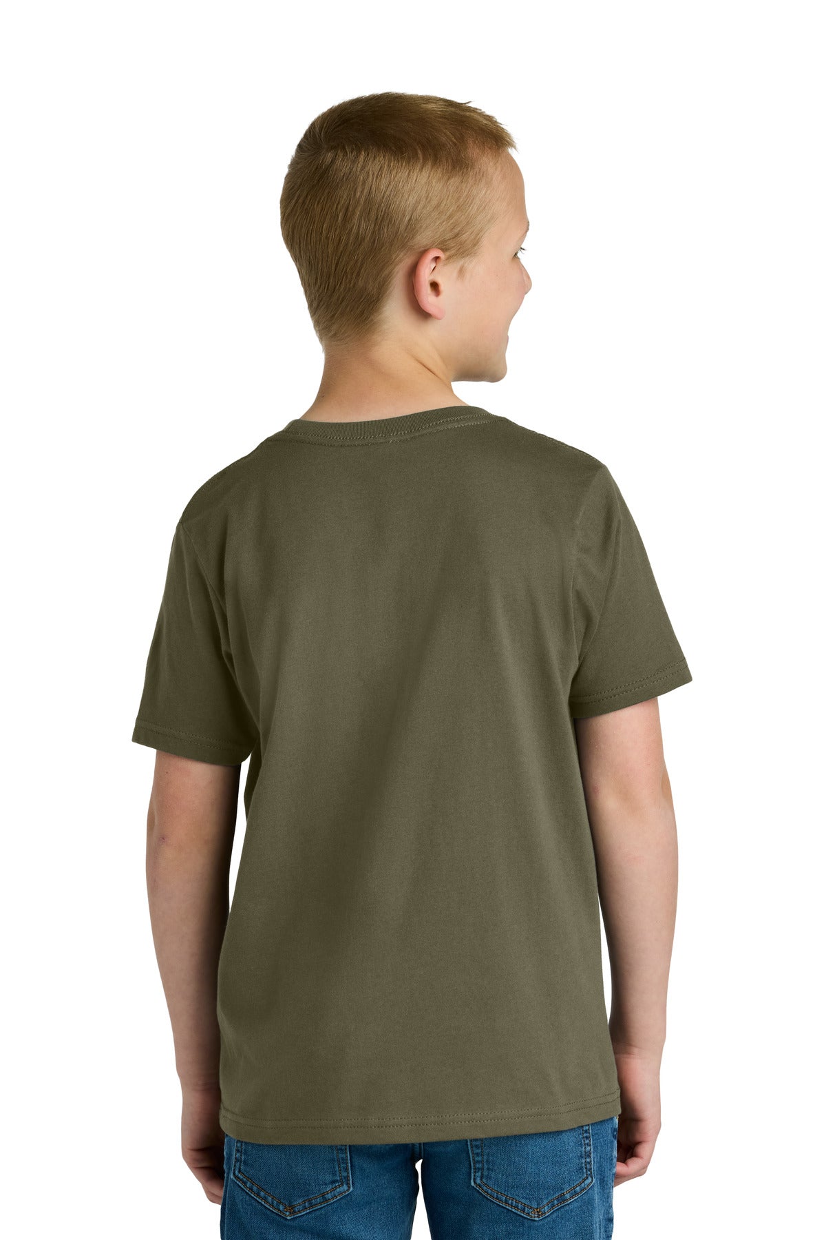 Next Level Apparel Youth Cotton Tee NL3310 - Military Green - back