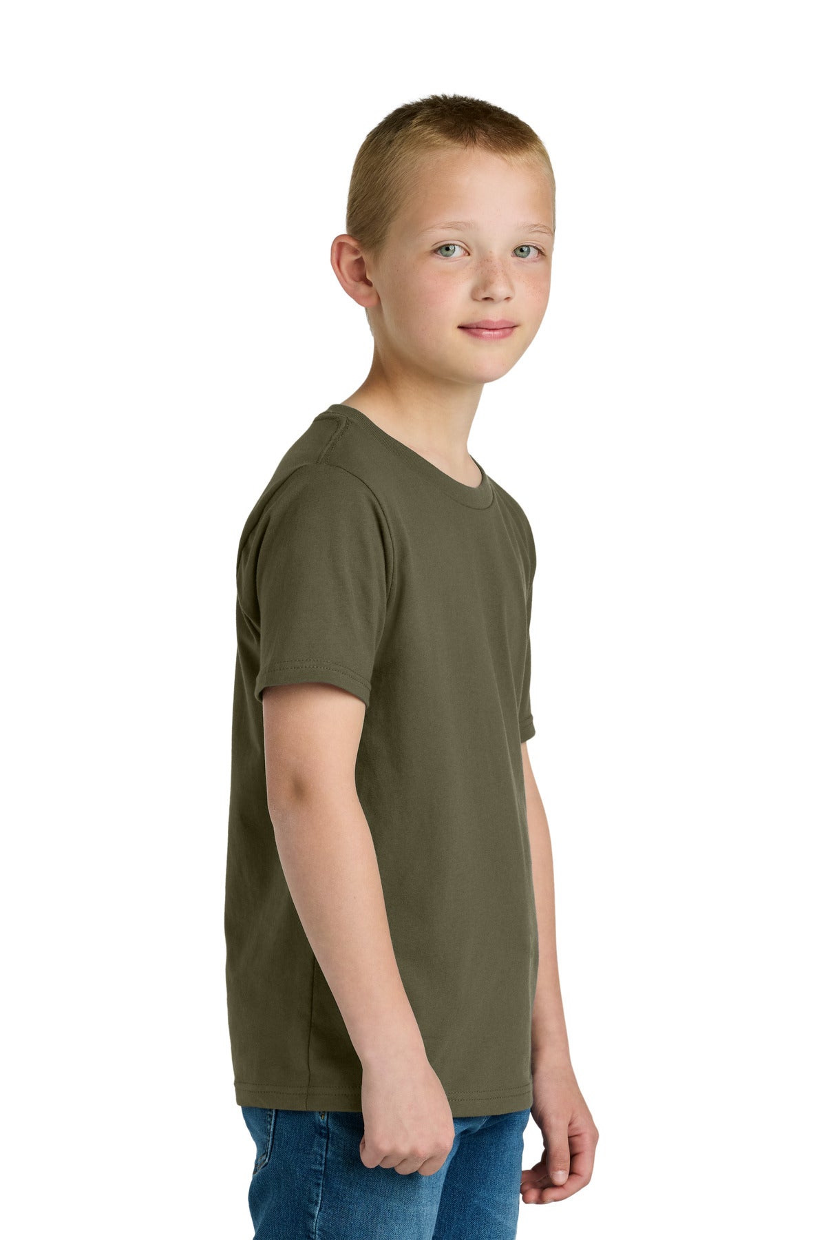 Next Level Apparel Youth Cotton Tee NL3310 - Military Green - side