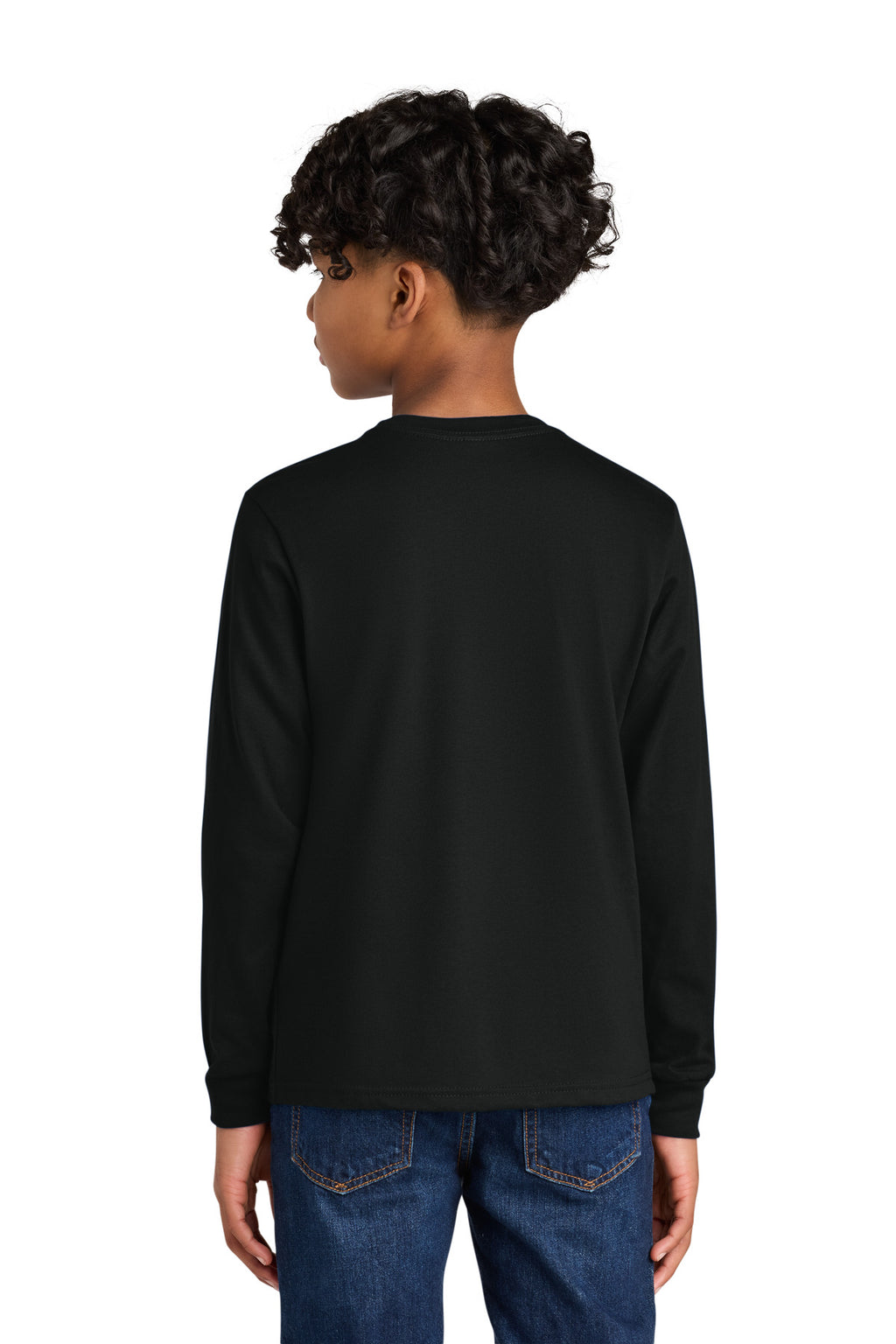 Next Level Apparel Youth Cotton Long Sleeve Tee NL3311 - Black - back