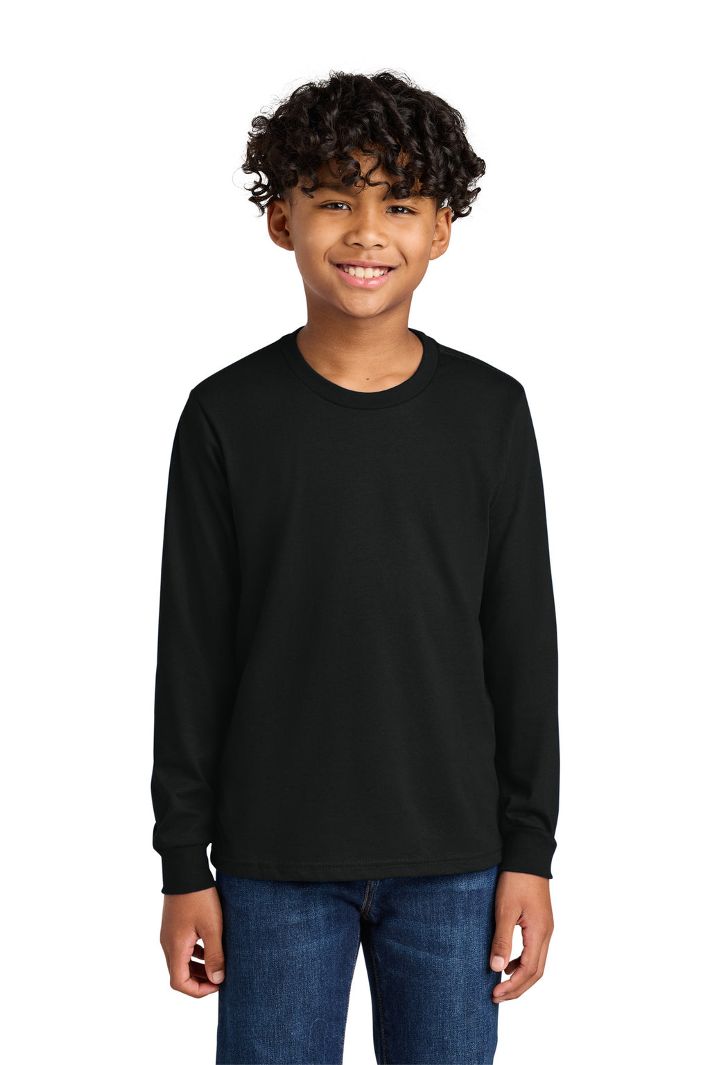 Next Level Apparel Youth Cotton Long Sleeve Tee NL3311 - Black - front