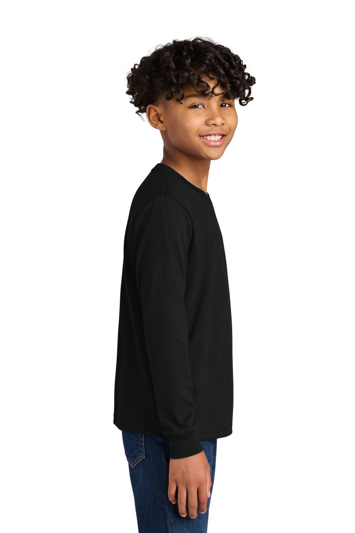 Next Level Apparel Youth Cotton Long Sleeve Tee NL3311 - Black - side