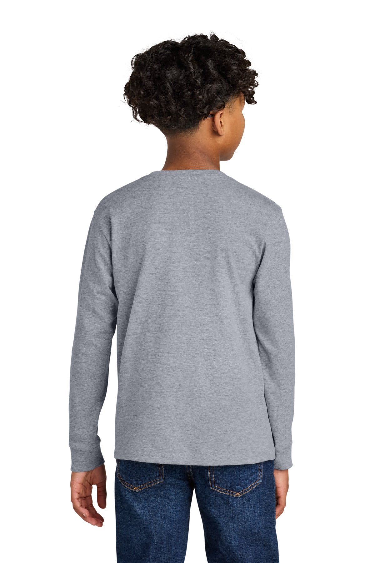 Next Level Apparel Youth Cotton Long Sleeve Tee NL3311 - Heather Gray - back