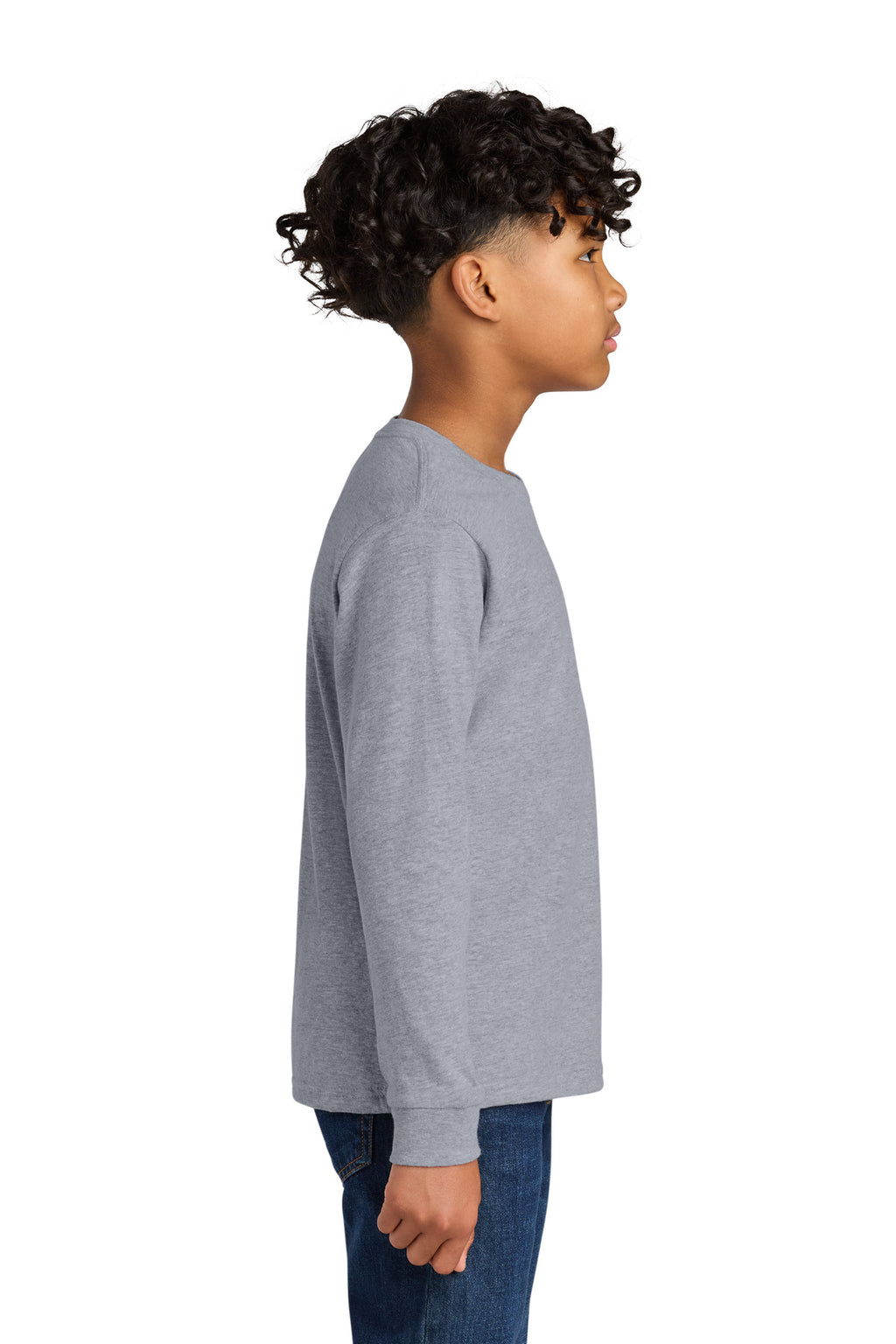 Next Level Apparel Youth Cotton Long Sleeve Tee NL3311 - Heather Gray - side