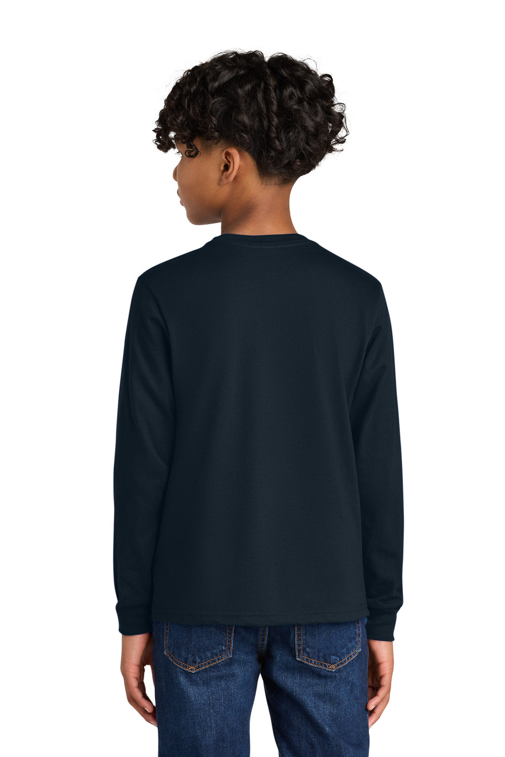 Next Level Apparel Youth Cotton Long Sleeve Tee NL3311 - Midnight Navy - back