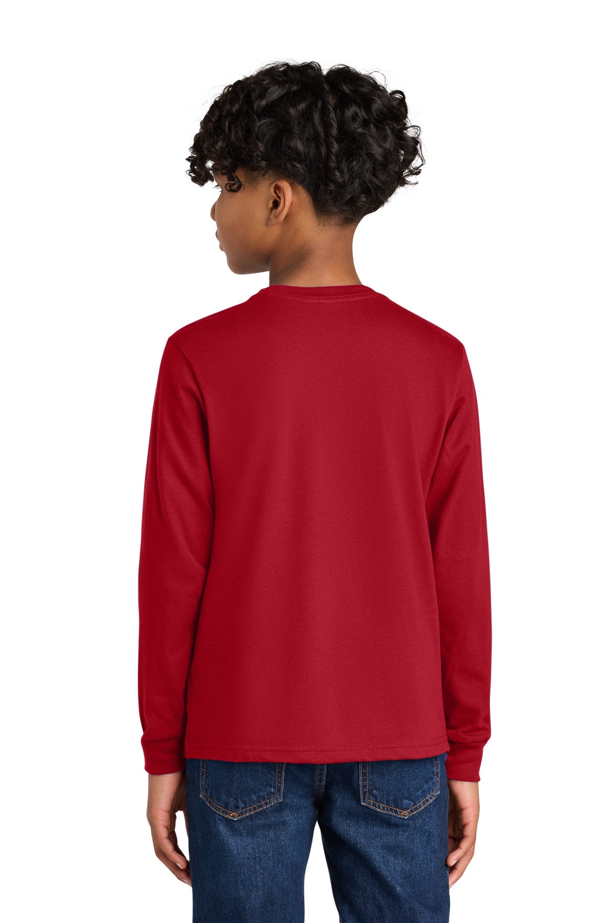 Next Level Apparel Youth Cotton Long Sleeve Tee NL3311 - Red - back