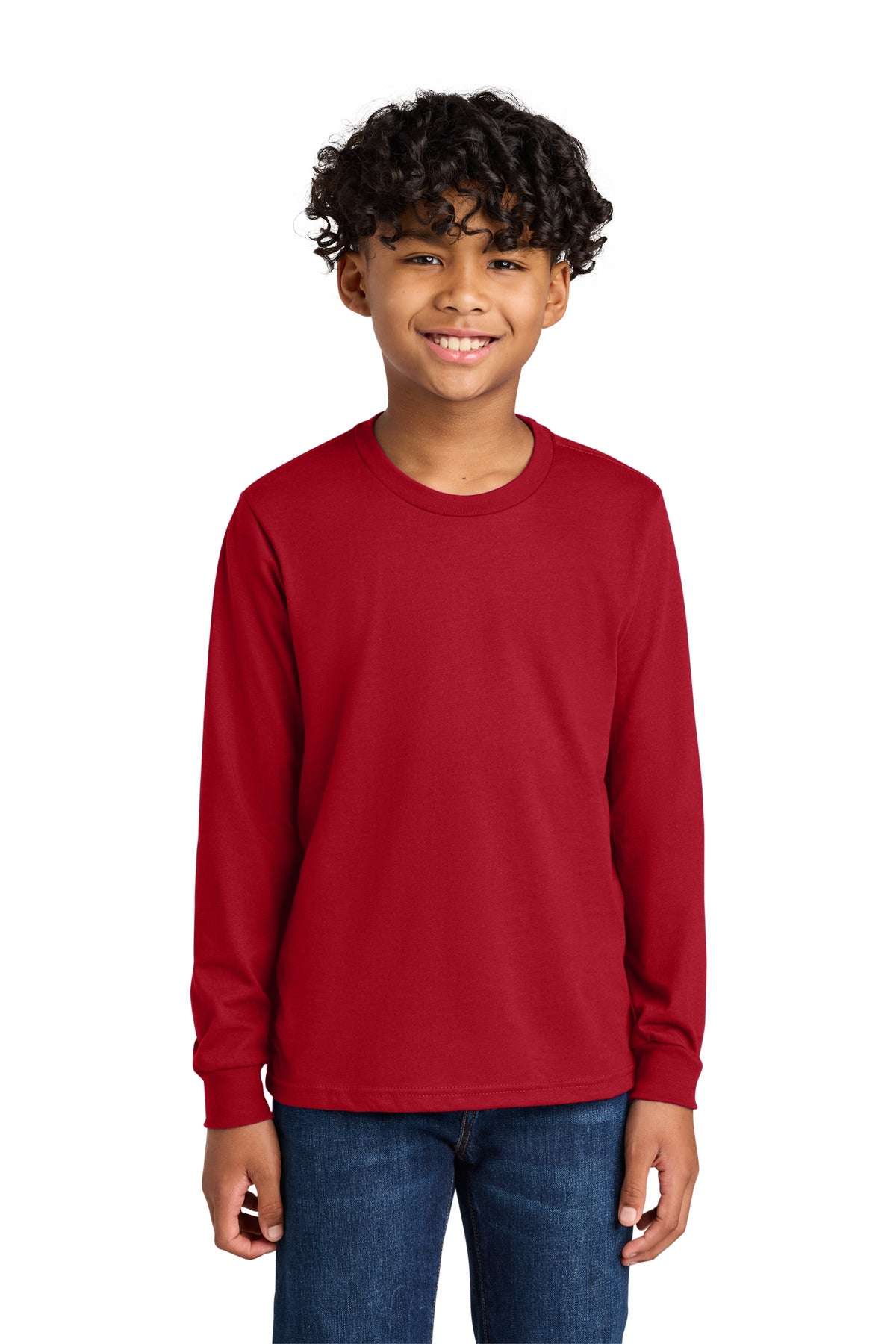 Next Level Apparel Youth Cotton Long Sleeve Tee NL3311 - Red - front