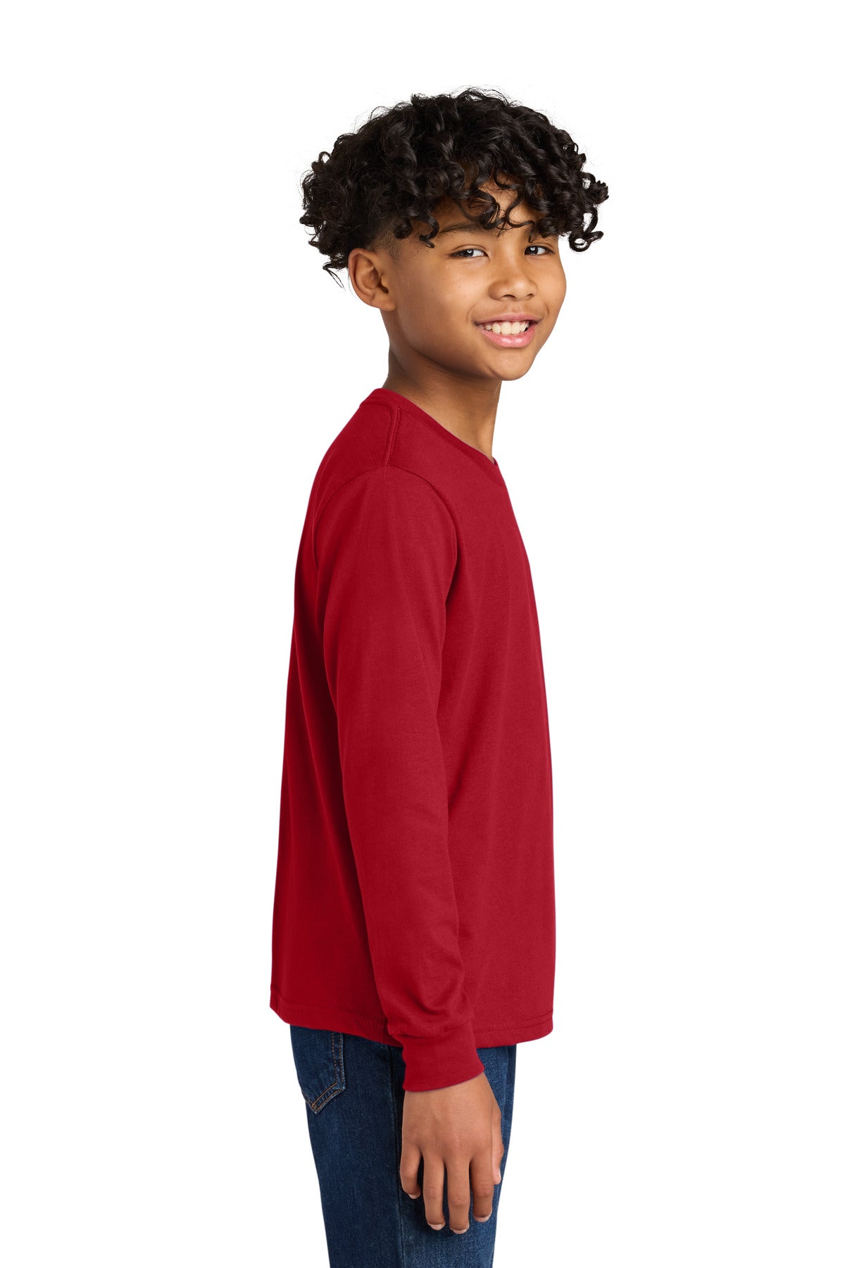 Next Level Apparel Youth Cotton Long Sleeve Tee NL3311 - Red - side