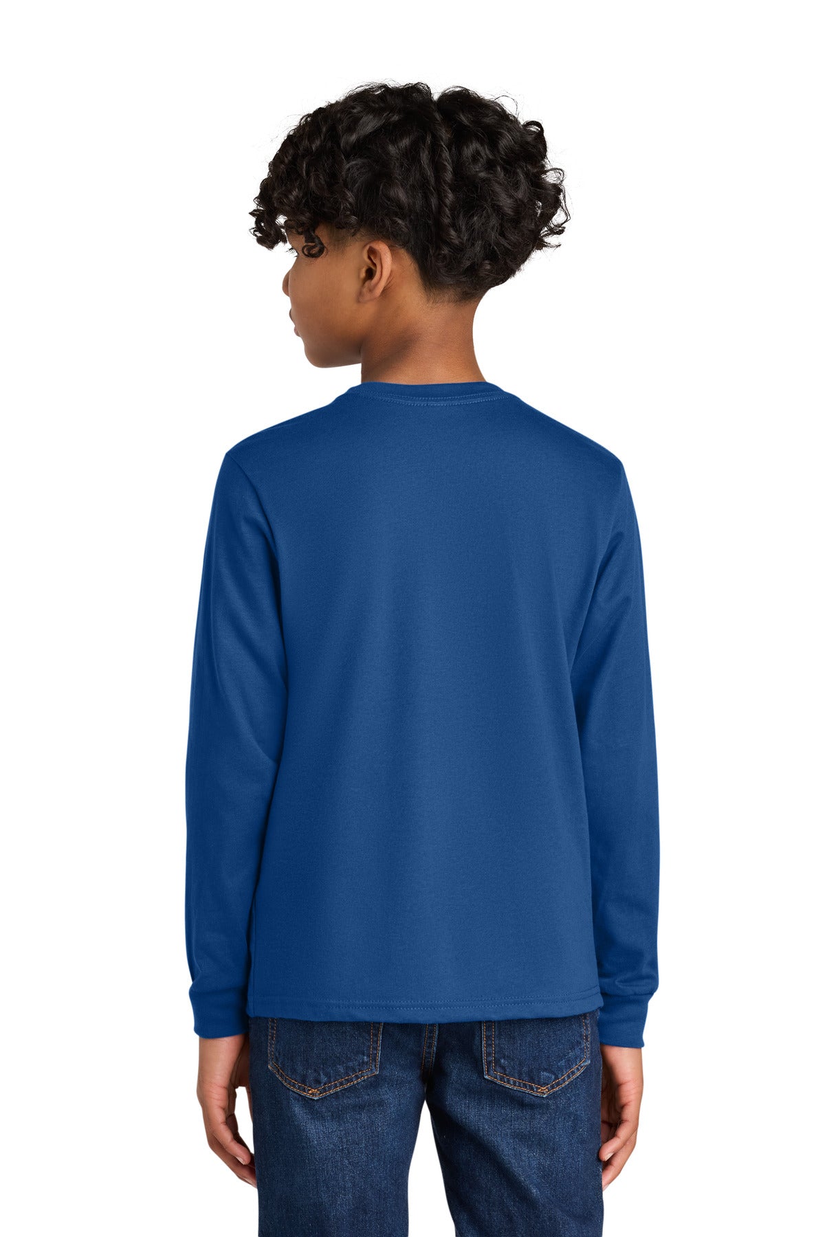 Next Level Apparel Youth Cotton Long Sleeve Tee NL3311 - Royal - back