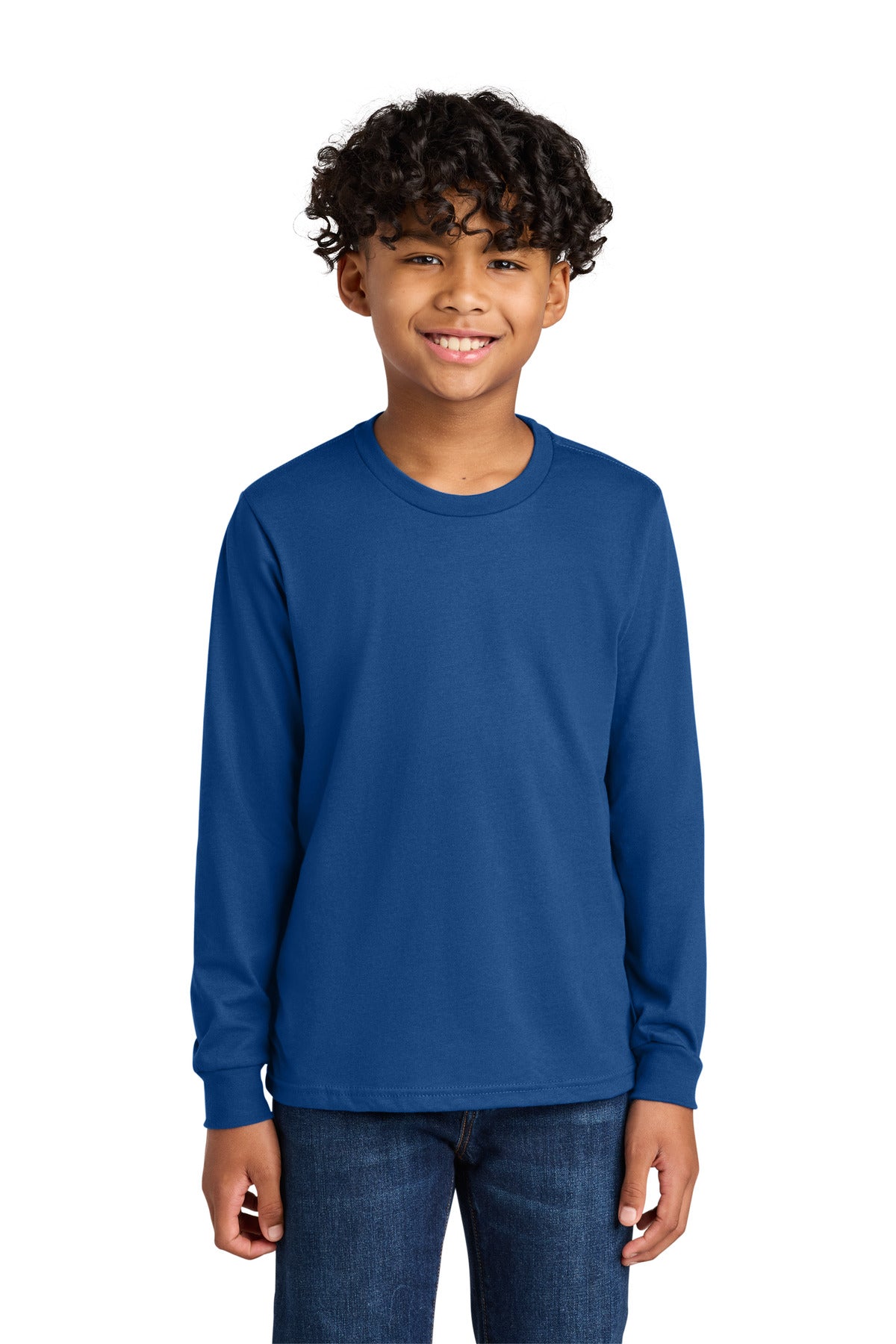 Next Level Apparel Youth Cotton Long Sleeve Tee NL3311 - Royal - front