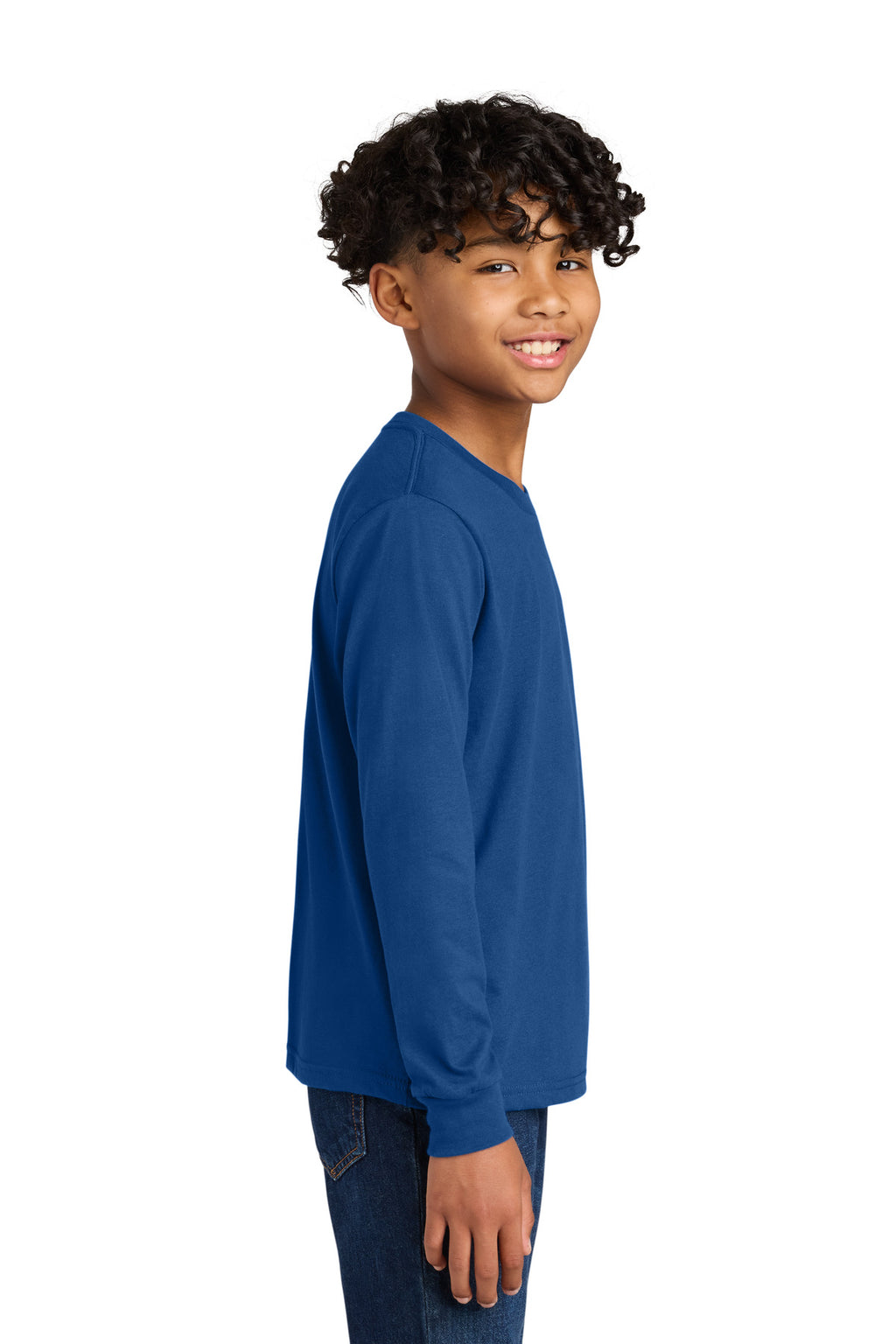 Next Level Apparel Youth Cotton Long Sleeve Tee NL3311 - Royal - side