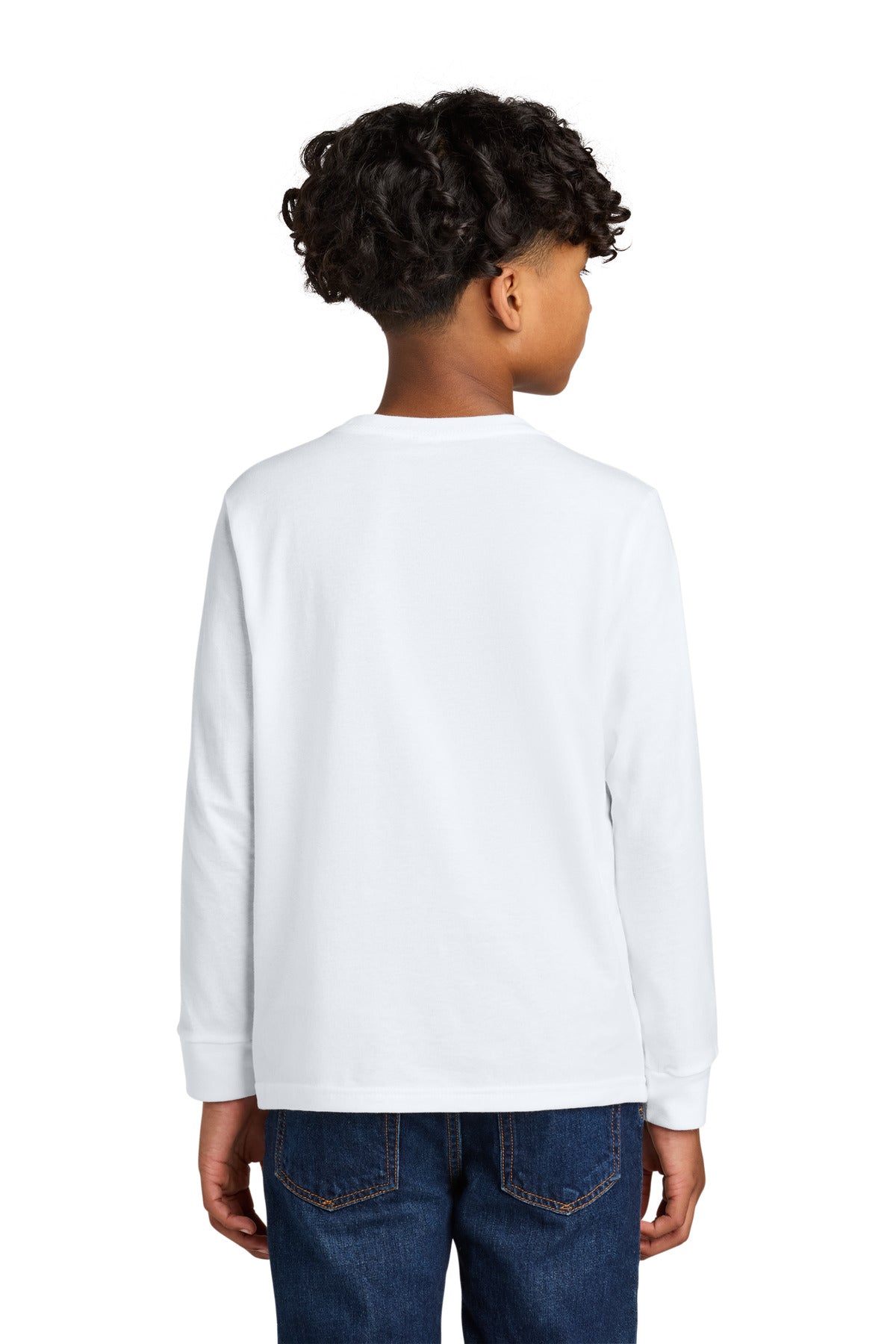 Next Level Apparel Youth Cotton Long Sleeve Tee NL3311 - White - back