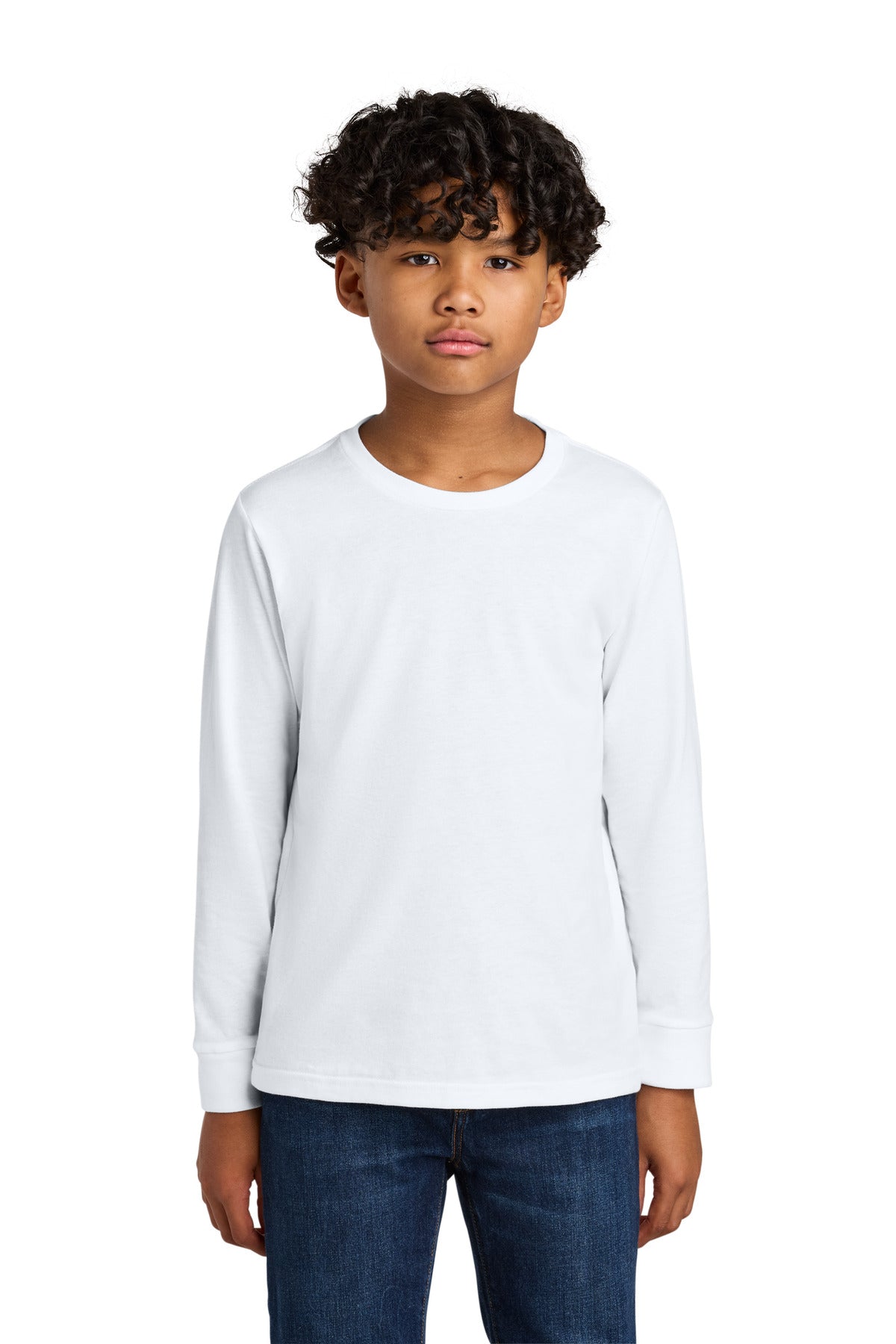 Next Level Apparel Youth Cotton Long Sleeve Tee NL3311 - White - front
