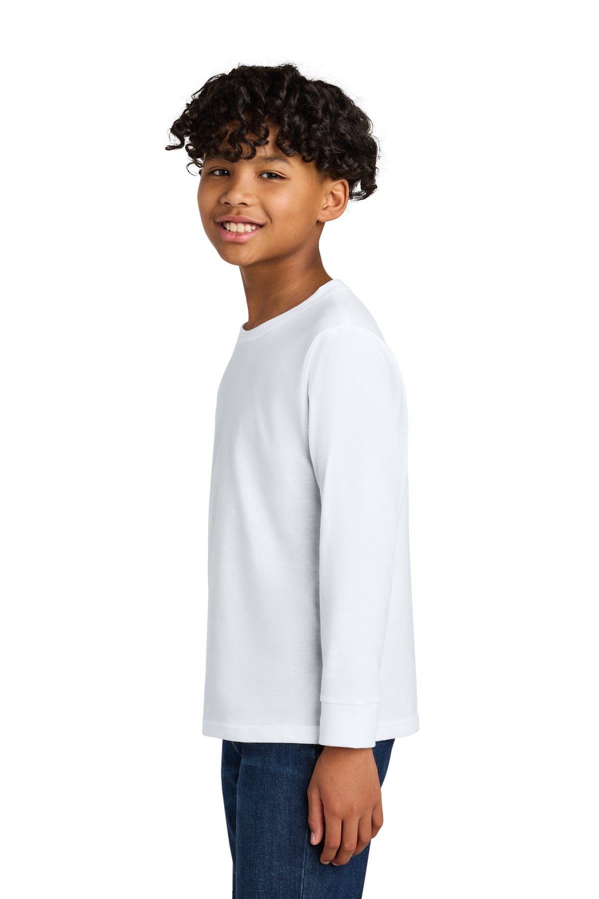 Next Level Apparel Youth Cotton Long Sleeve Tee NL3311 - White - side