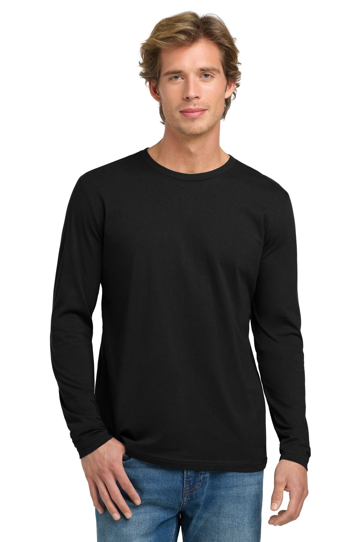 Next Level Apparel Cotton Long Sleeve Tee. NL3601 - Black - front