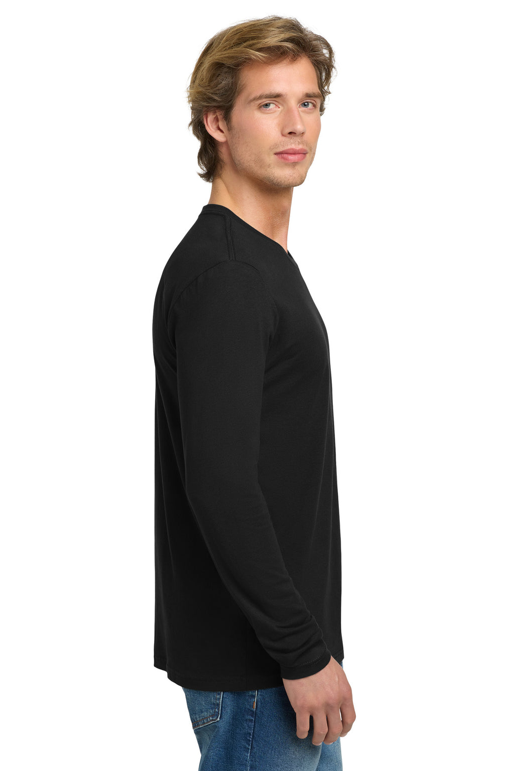 Next Level Apparel Cotton Long Sleeve Tee. NL3601 - Black - side