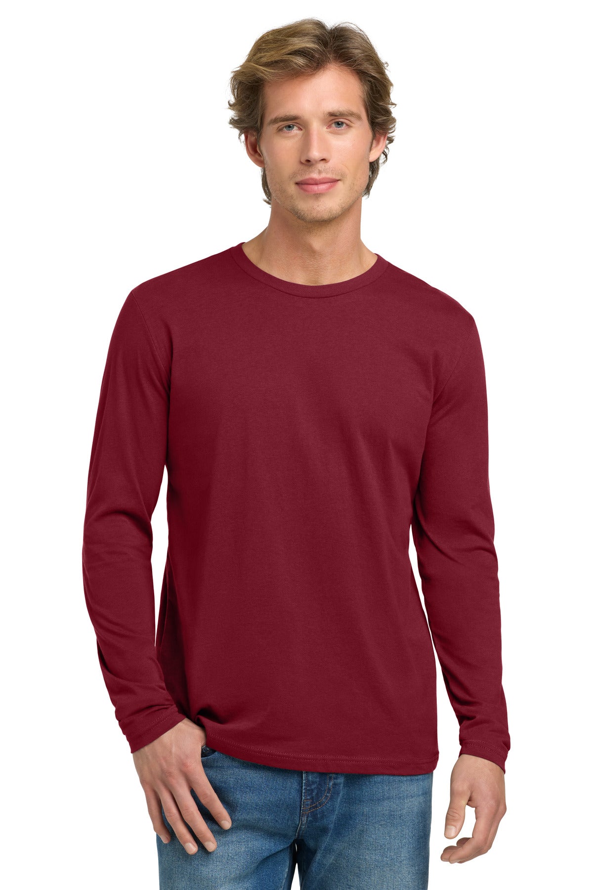 Next Level Apparel Cotton Long Sleeve Tee. NL3601 - Cardinal - front