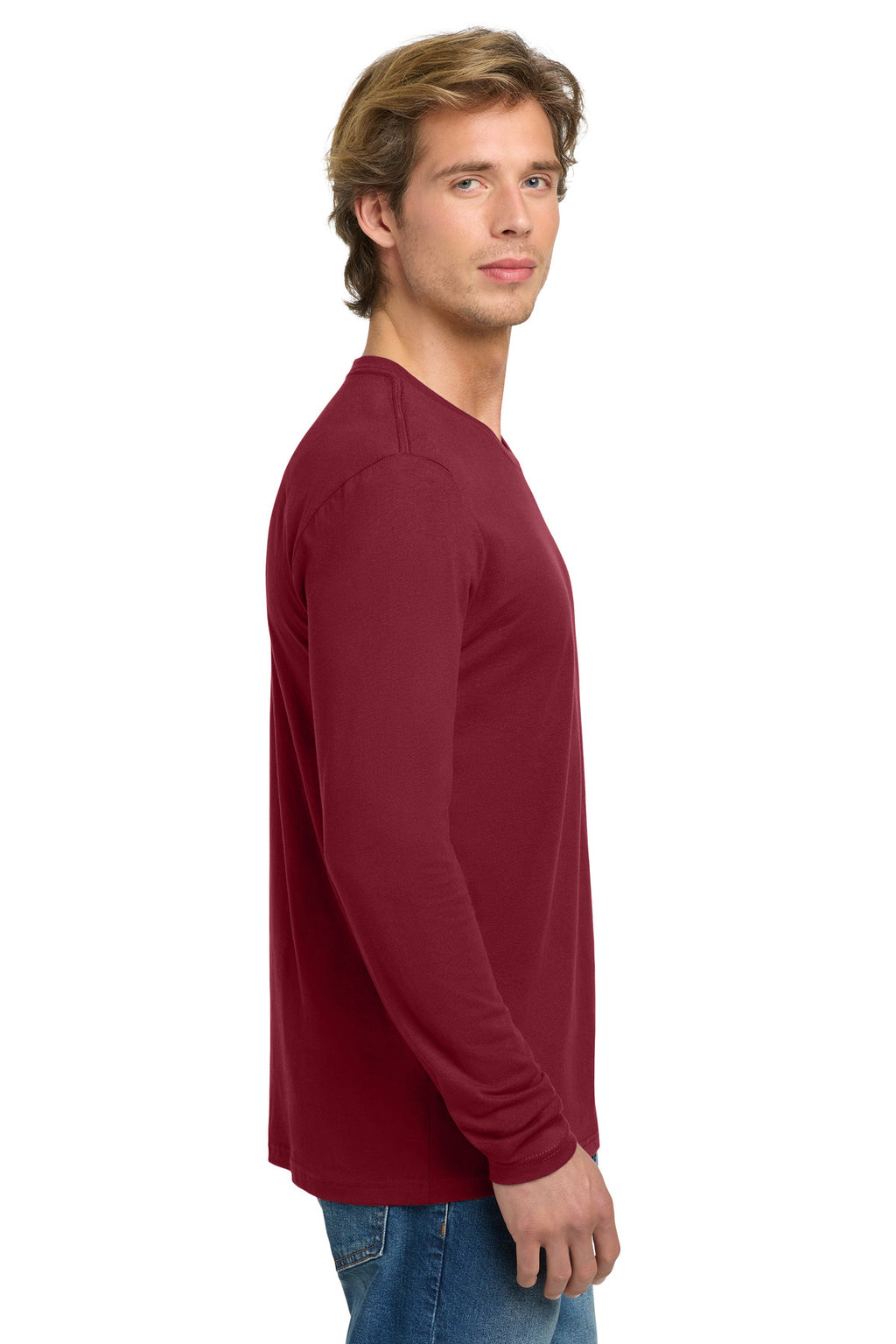 Next Level Apparel Cotton Long Sleeve Tee. NL3601 - Cardinal - side