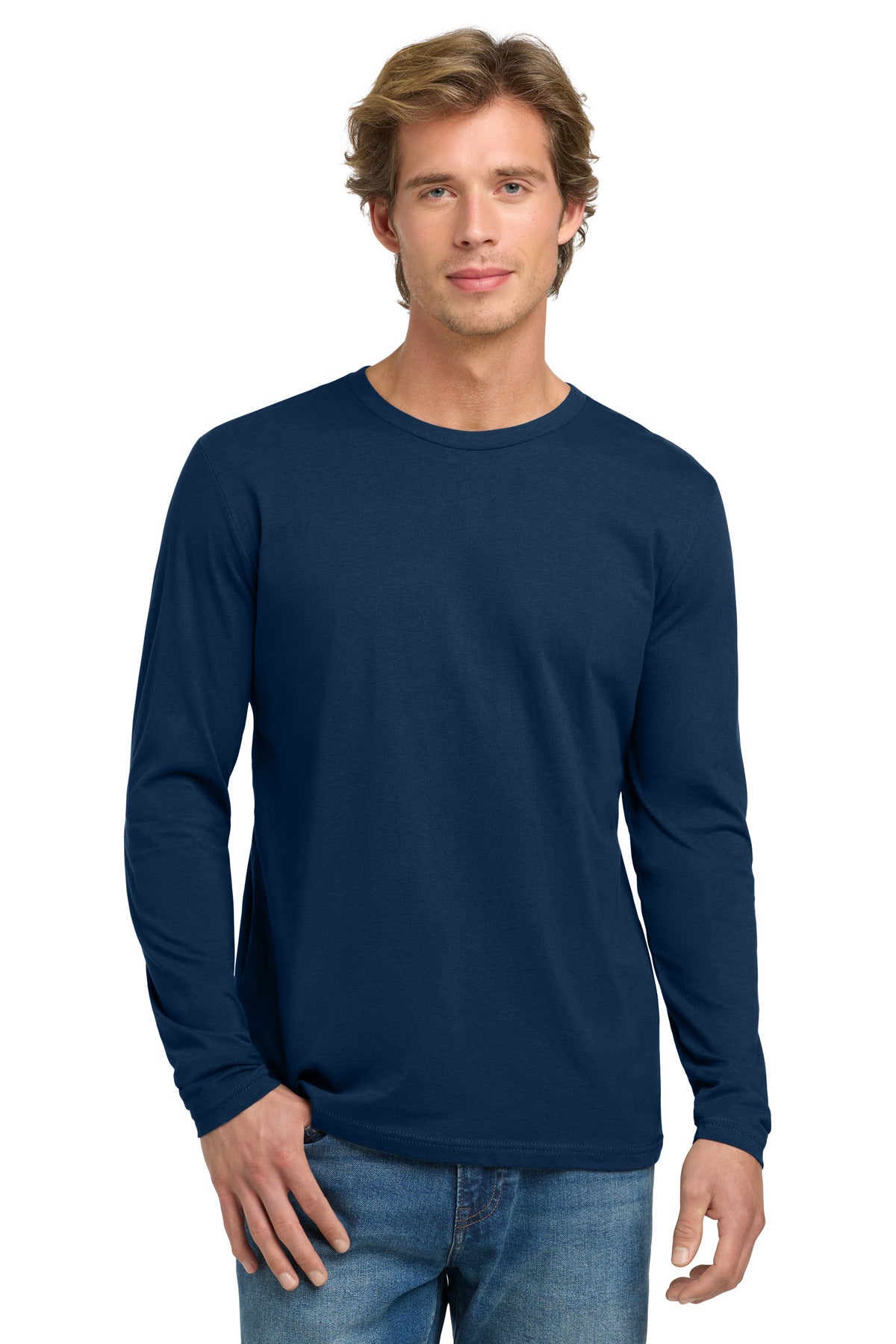 Next Level Apparel Cotton Long Sleeve Tee. NL3601 - Cool Blue - front