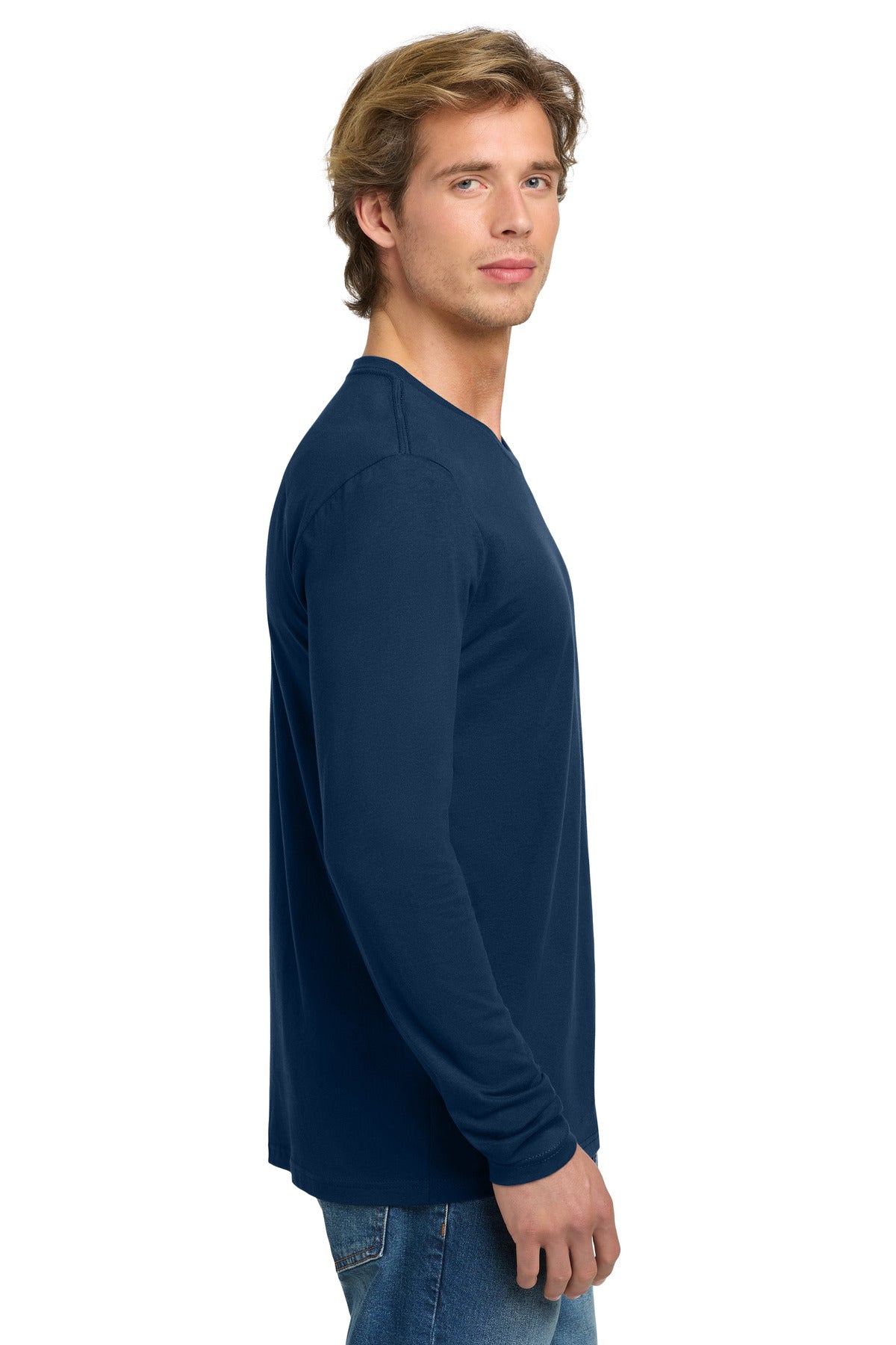 Next Level Apparel Cotton Long Sleeve Tee. NL3601 - Cool Blue - side