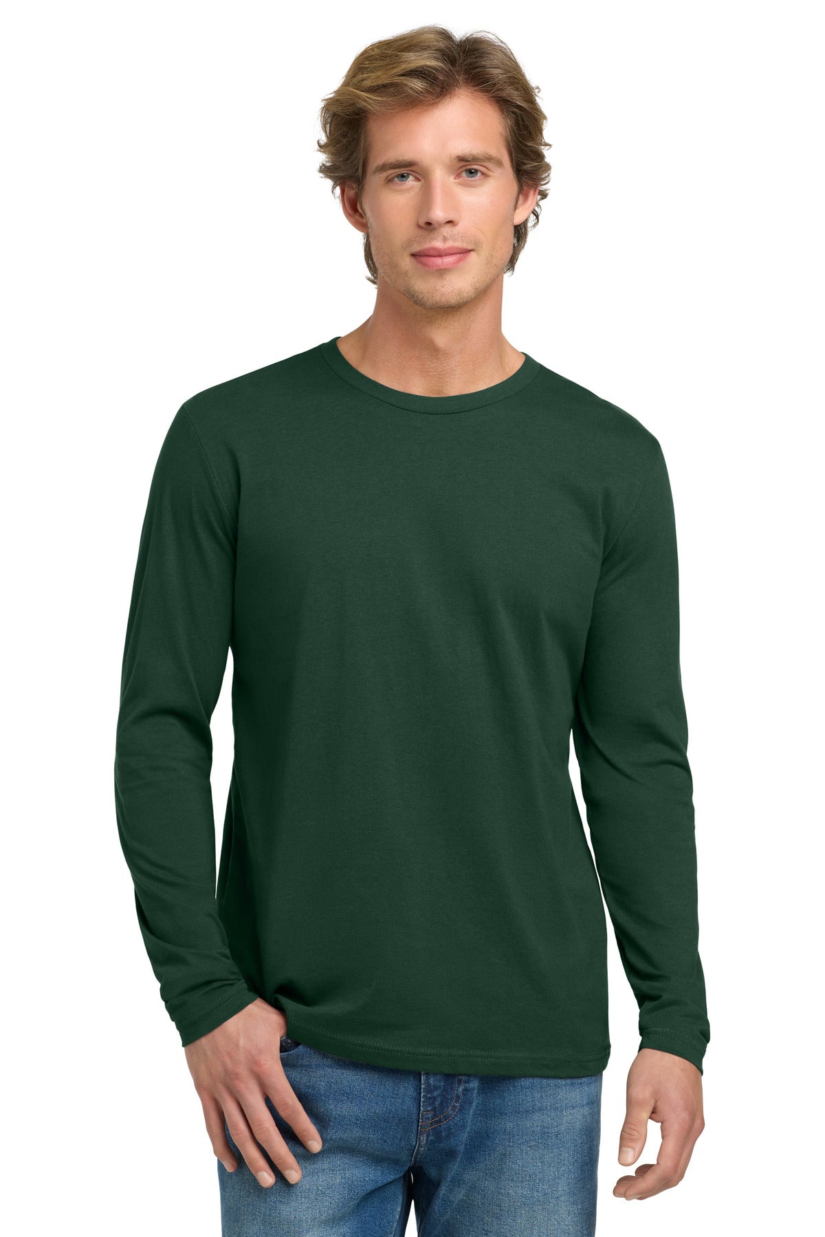 Next Level Apparel Cotton Long Sleeve Tee. NL3601 - Forest Green - front