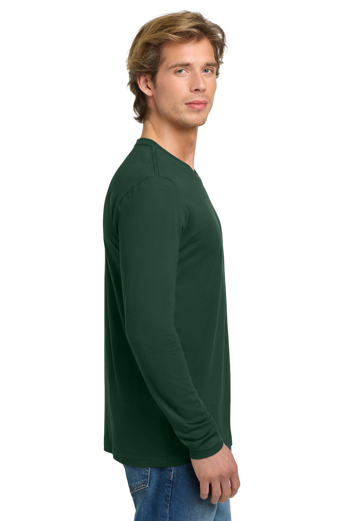 Next Level Apparel Cotton Long Sleeve Tee. NL3601 - Forest Green - side