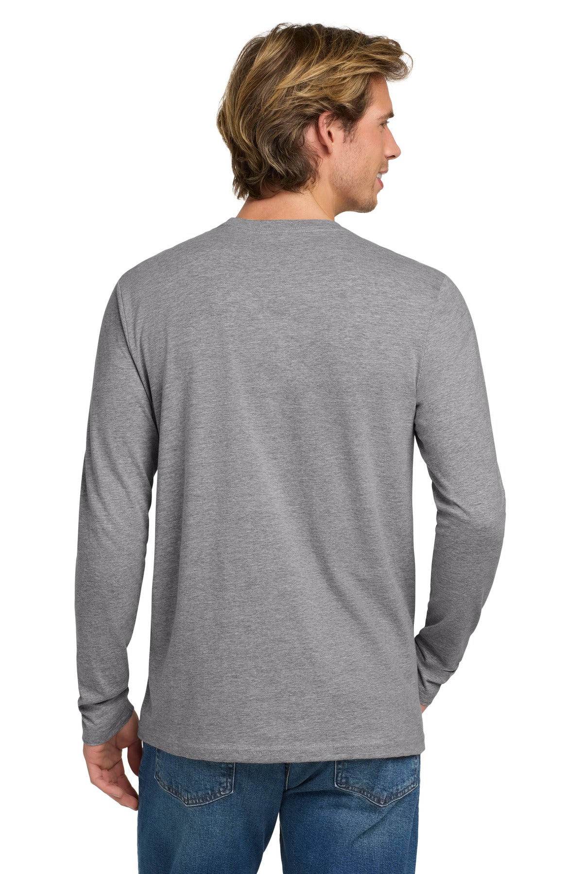 Next Level Apparel Cotton Long Sleeve Tee. NL3601 - Heather Gray - back