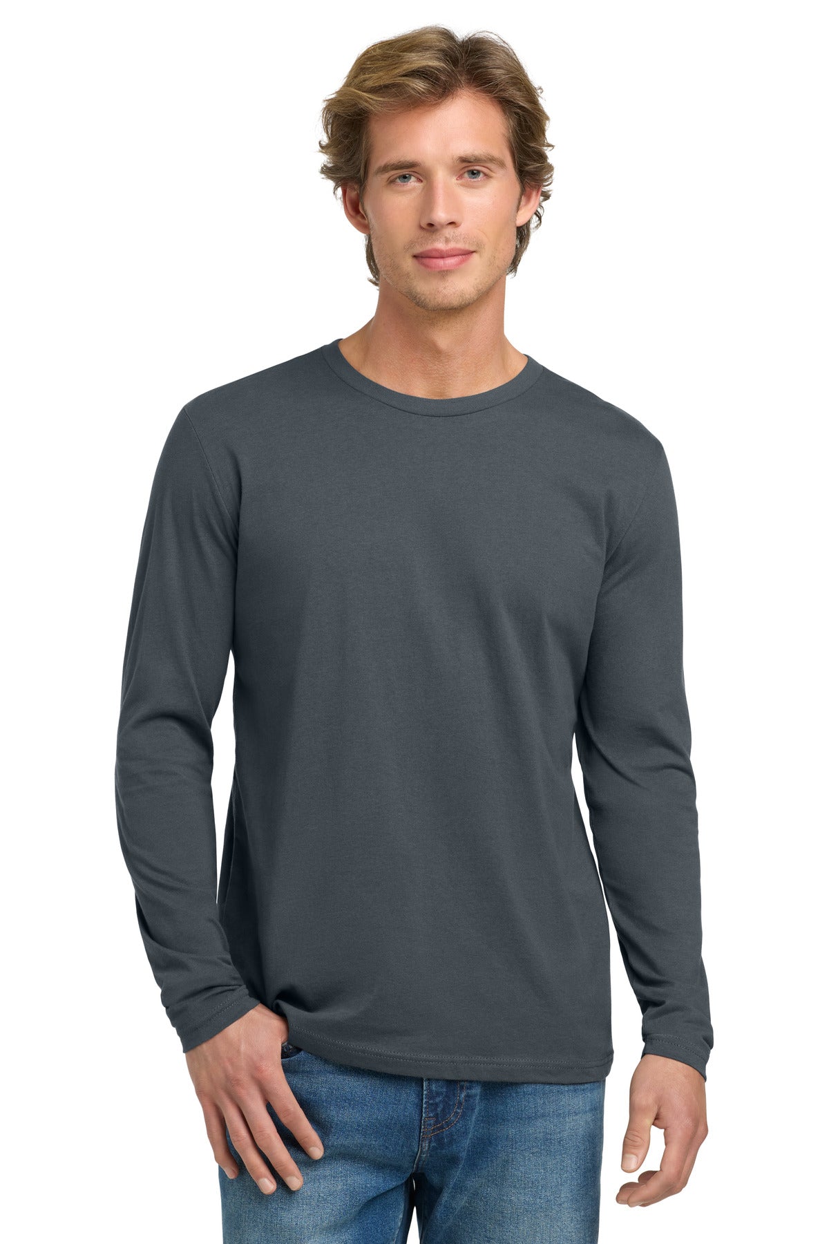 Next Level Apparel Cotton Long Sleeve Tee. NL3601 - Indigo - front