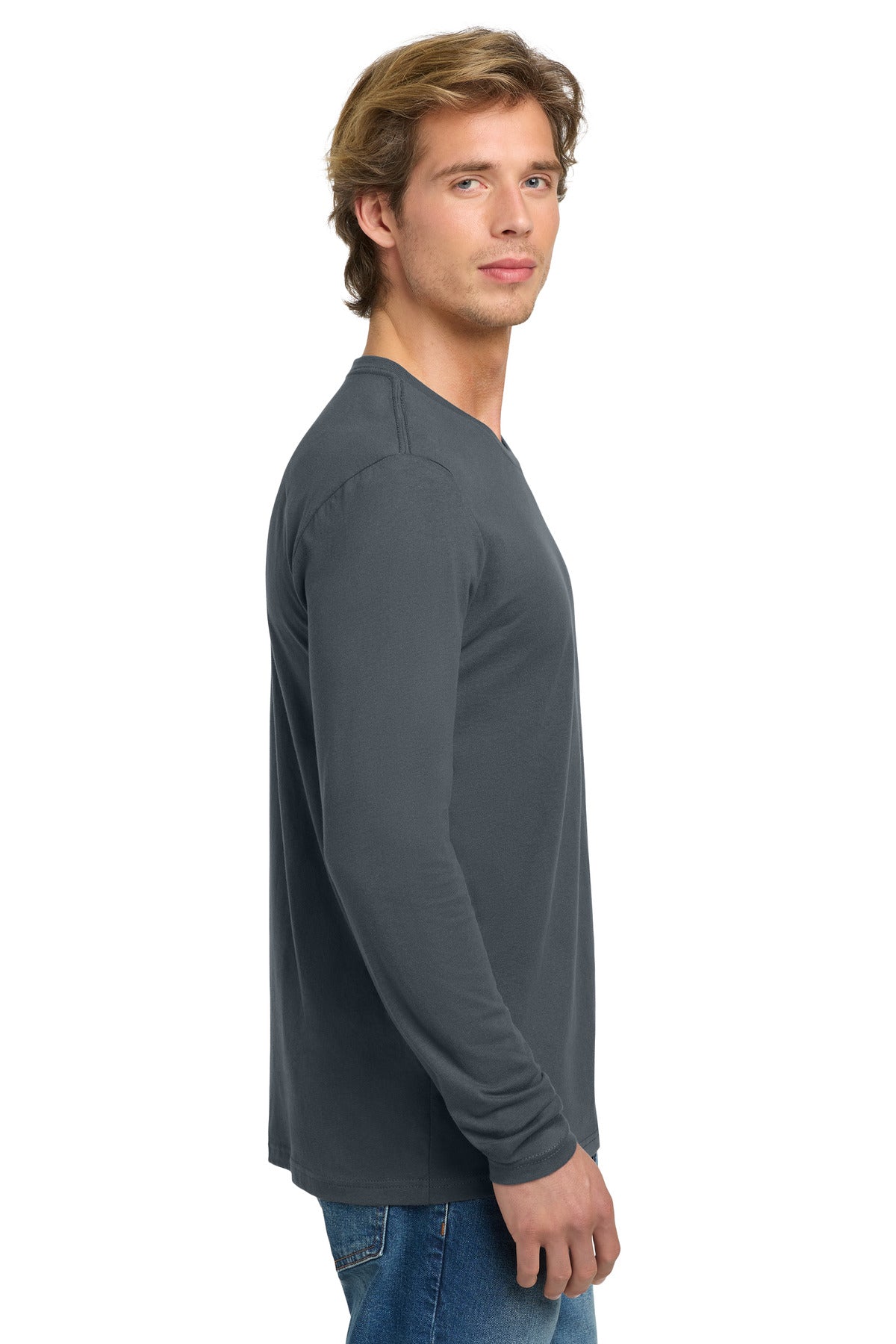 Next Level Apparel Cotton Long Sleeve Tee. NL3601 - Indigo - side