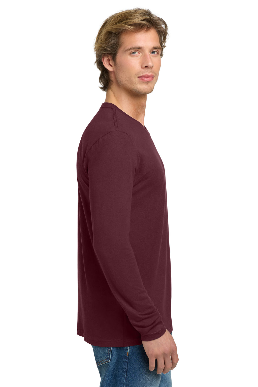 Next Level Apparel Cotton Long Sleeve Tee. NL3601 - Maroon - side