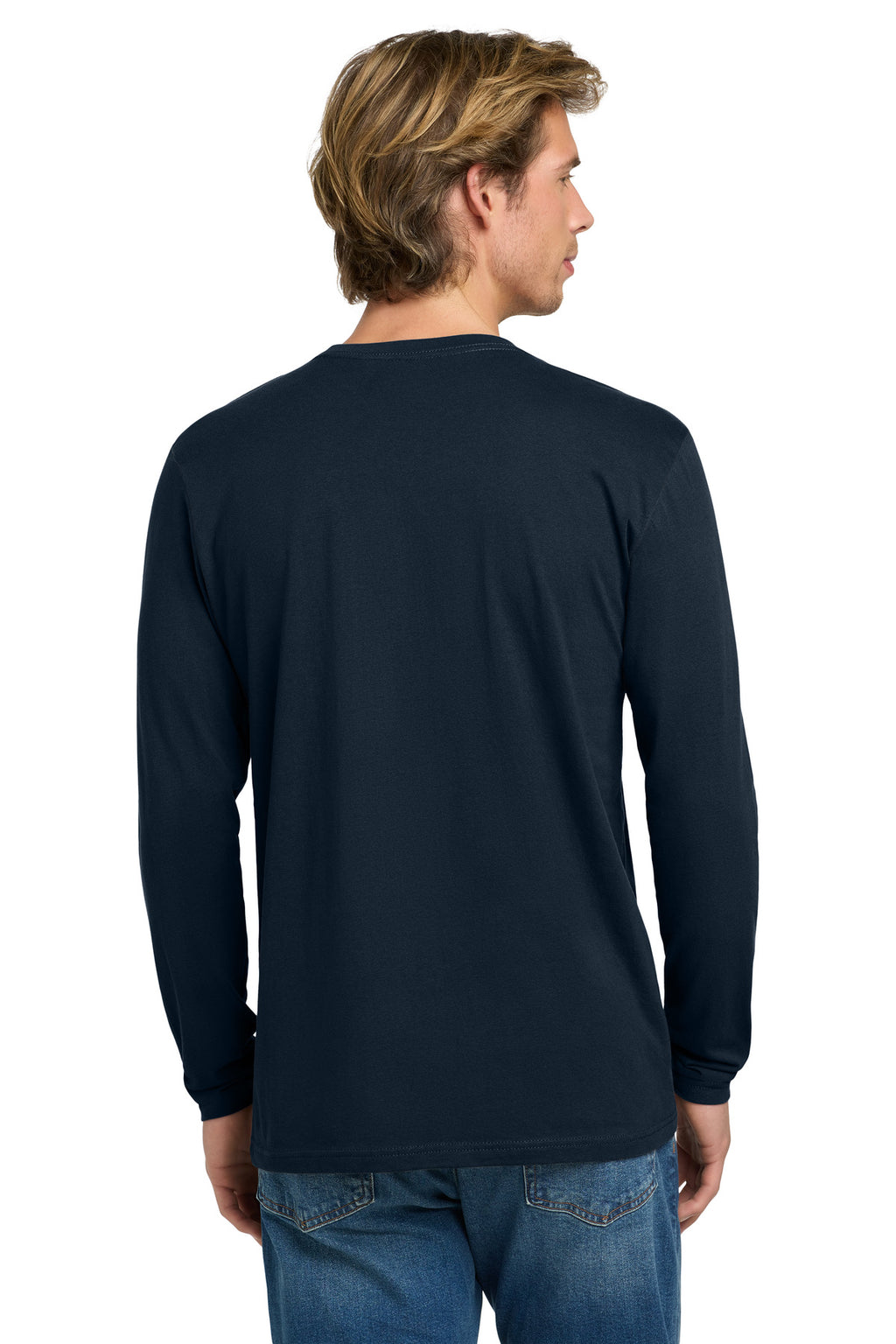 Next Level Apparel Cotton Long Sleeve Tee. NL3601 - Midnight Navy - back