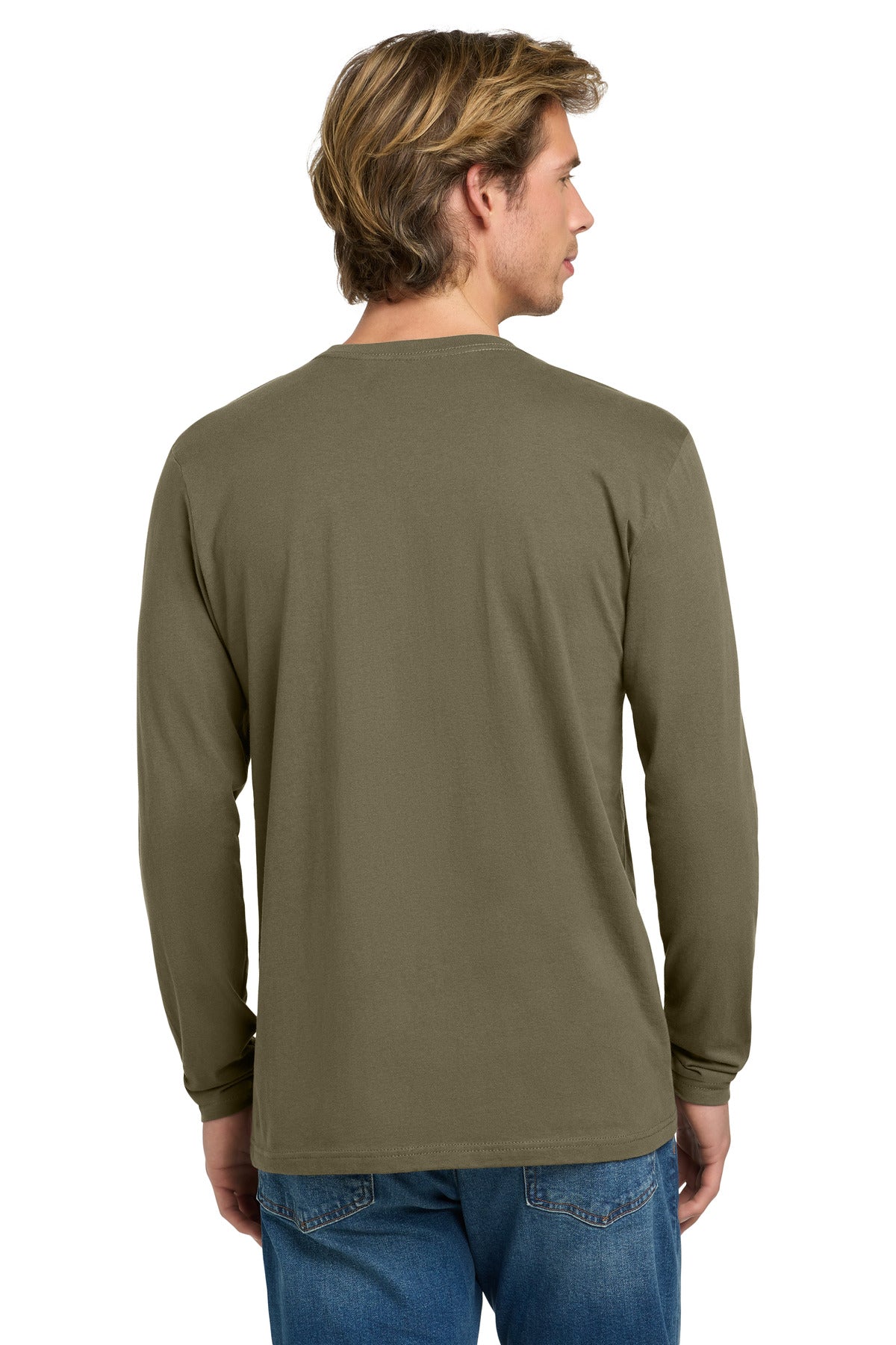 Next Level Apparel Cotton Long Sleeve Tee. NL3601 - Military Green - back