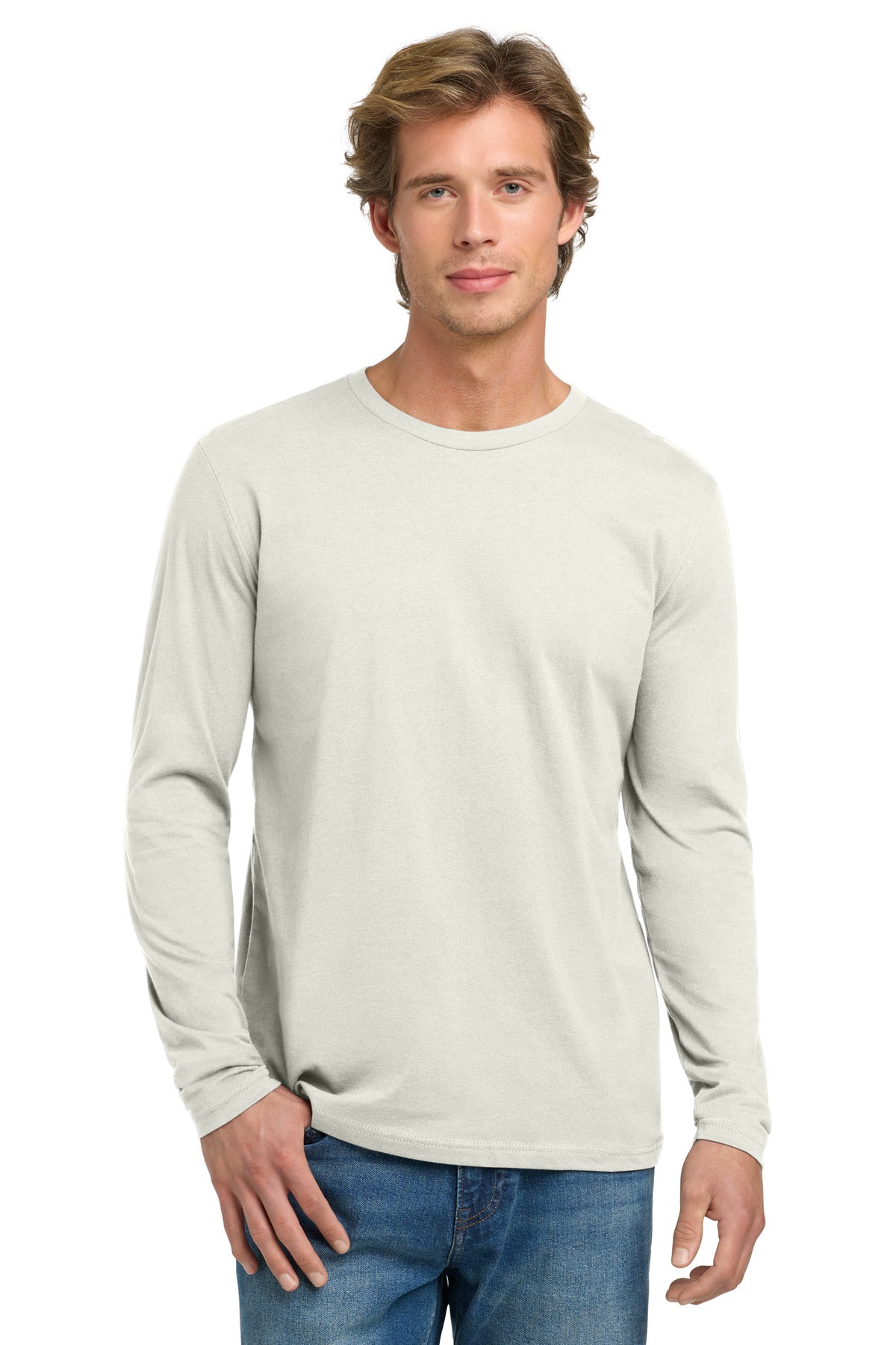 Next Level Apparel Cotton Long Sleeve Tee. NL3601 - Natural - front